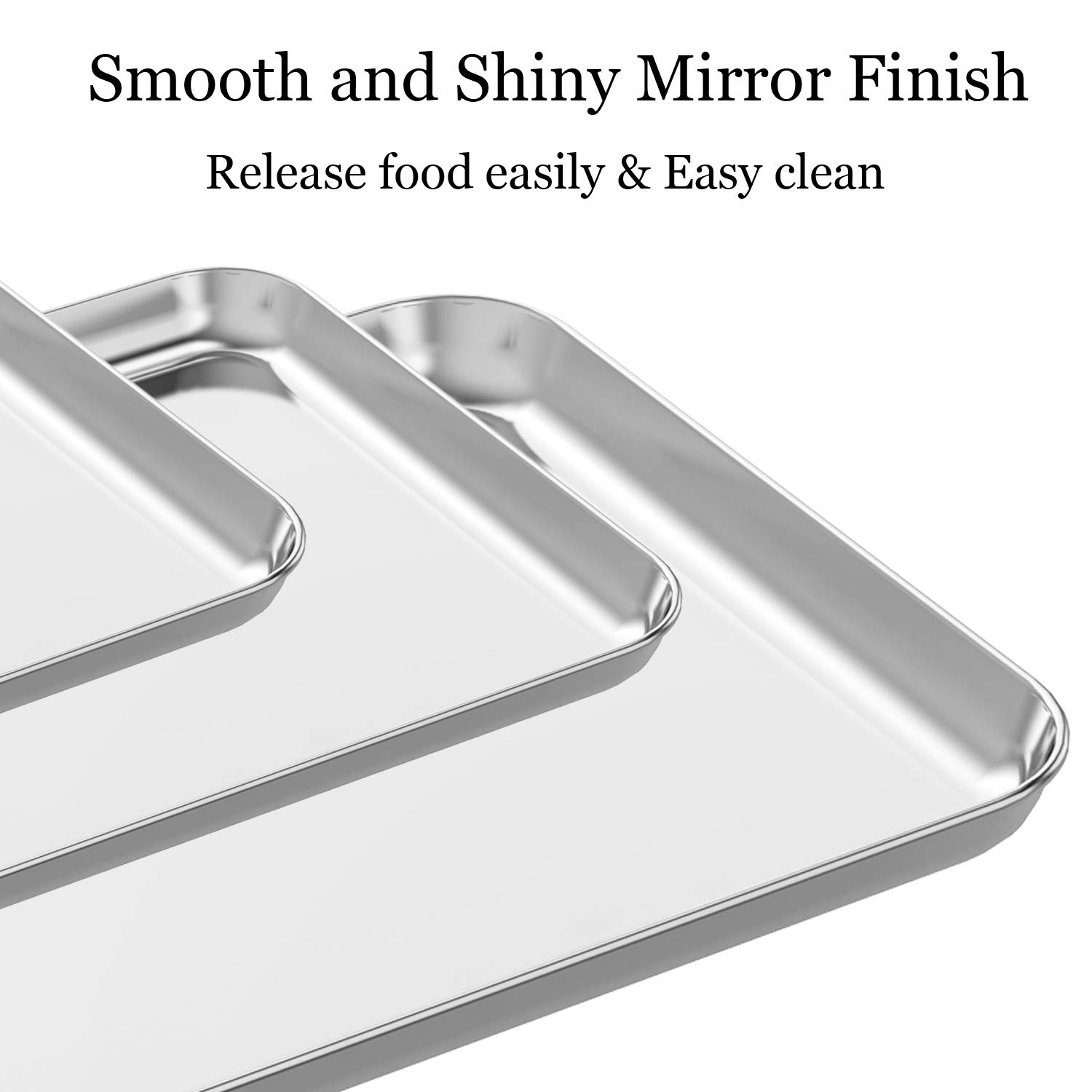 Wildone Stainless Steel Baking Sheet Set of 3 - 9/12/16 Inch Non-Toxic Cookie Sheets | Heavy Duty & Easy Clean Baking Pans for Cookies, Roasting Veggies & Meal Prep