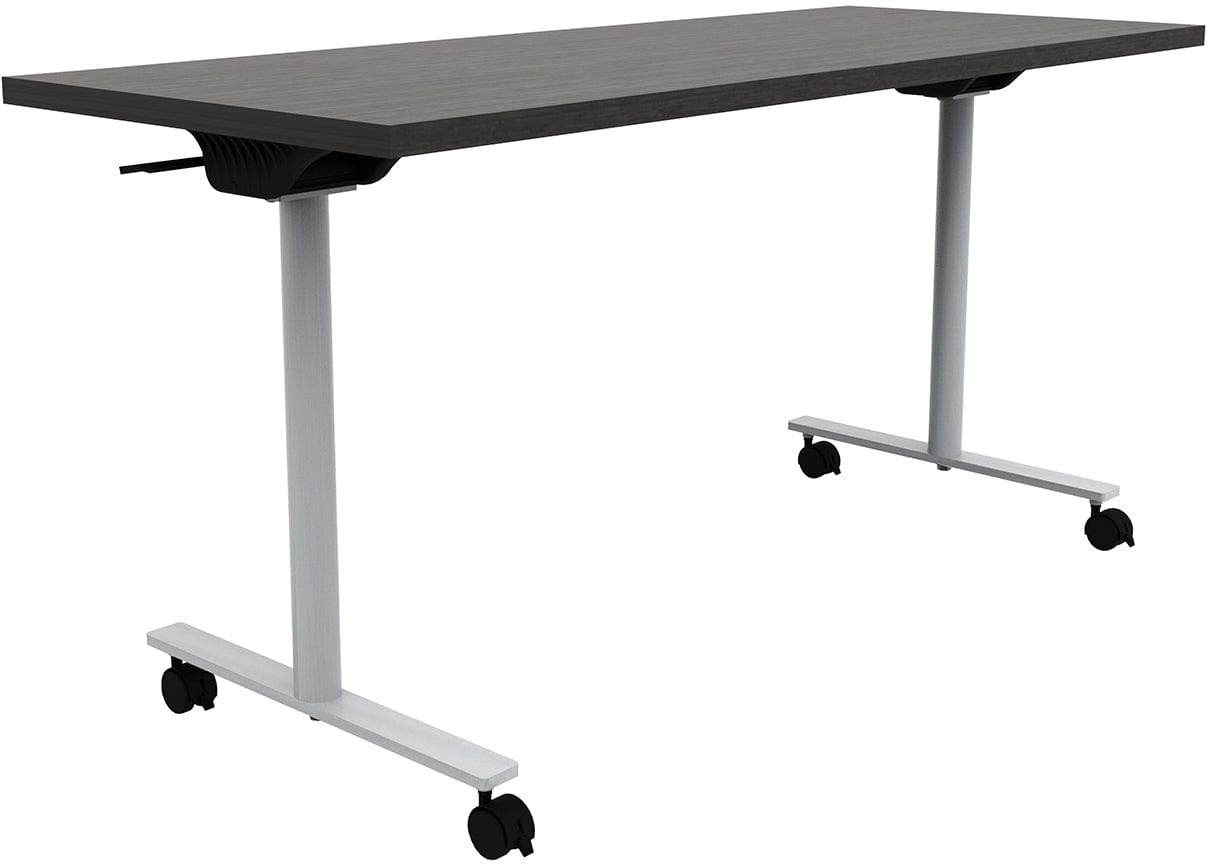 Safco JURNI 72 x 24 Inch Mobile Flip Table with Locking Casters - Adjustable Height Workstation for Office, Classroom, or Home Use [JN7224NFLPCA]