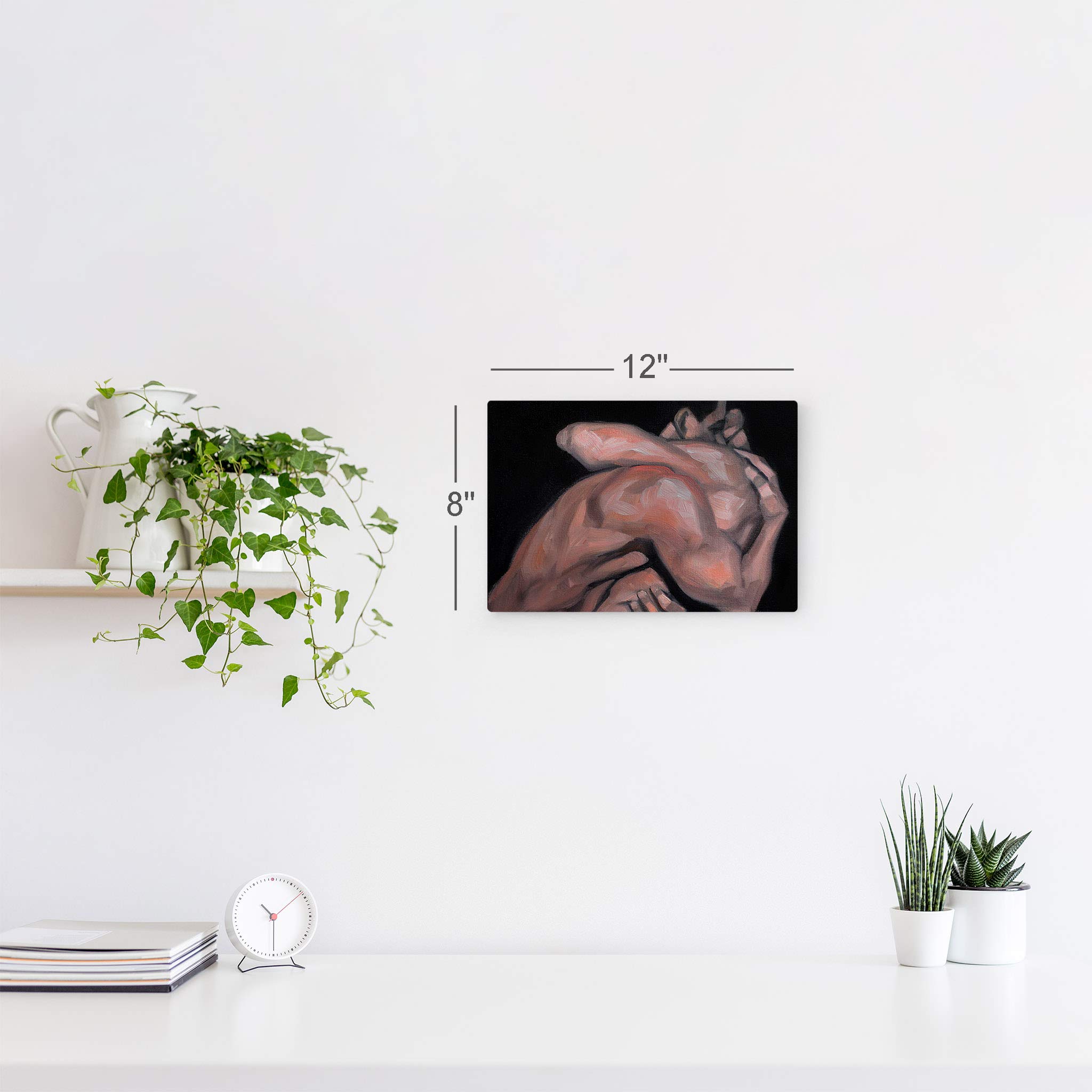 Kenney Mencher LGBT Metal Print - Romantic Gay Couple Kissing Portrait, Half Nude Oil Painting Artwork (30x40 Inch) - Perfect for Living Room Decor & Bedroom Wall Art, Modern LGBTQ+ Home Decor Gift