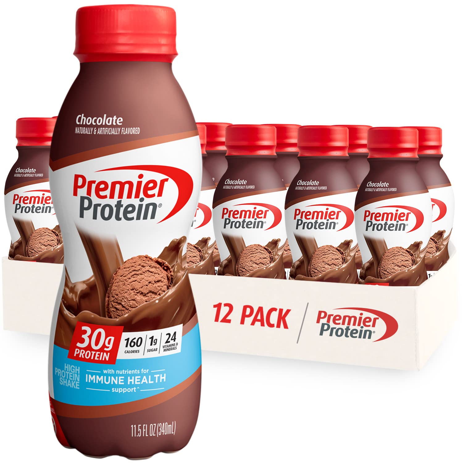 Premier Protein Shake Variety Pack - Chocolate & Bananas & Cream (12 Pack Each) | 30g Protein per Shake | Post-Workout Recovery & Healthy Breakfast On-The-Go