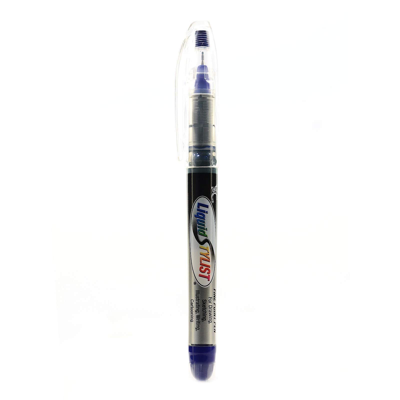 Yasutomo Liquid Stylist Pens - Set of 12 Blue Fine Tip Markers for Calligraphy, Hand Lettering & Art Projects - Perfect for Sketching, Bullet Journaling & DIY Crafts