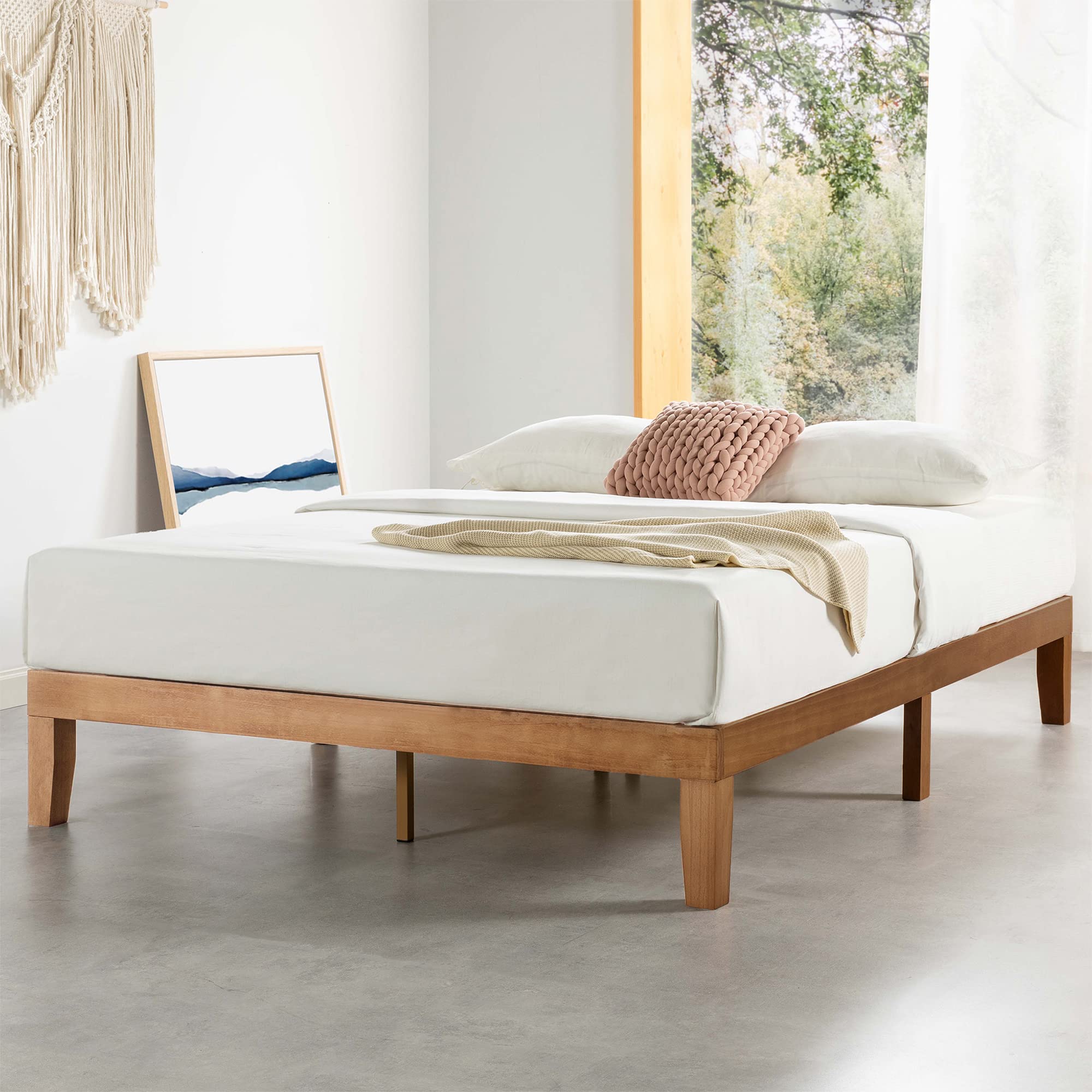 Mellow Naturalista Classic 12 Inch Solid Wood Platform Bed Frame with Wooden Slats - Full Size Pine Wood Bed - No Box Spring Needed - Easy Assembly - Sturdy & Eco-Friendly - Perfect for Modern Bedrooms, Guest Rooms & Small Spaces