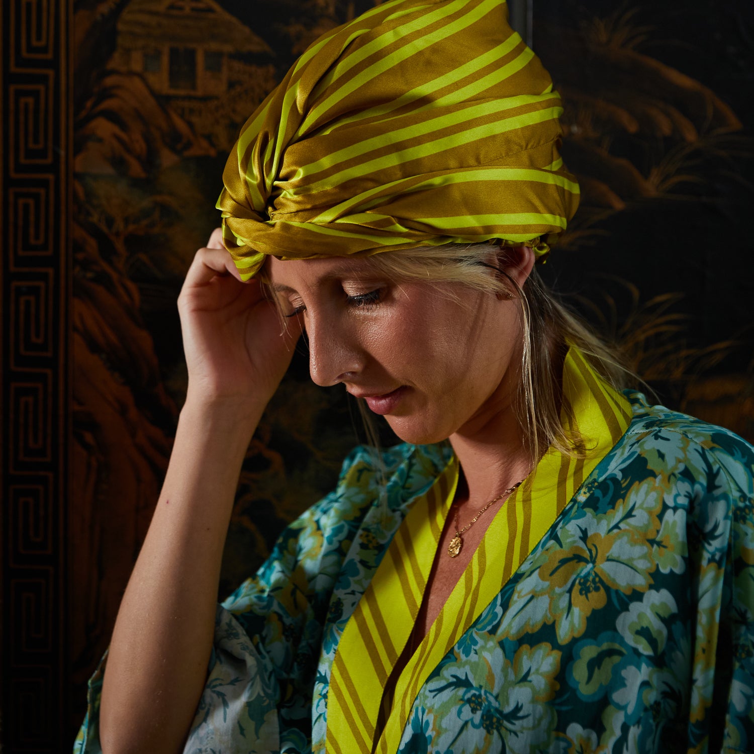 Taylor Silk Hair Turban for Women - Soft & Absorbent Olive Green Hair Towel Wrap for Quick Drying - Perfect for Post-Shower, Salon, and Travel Use