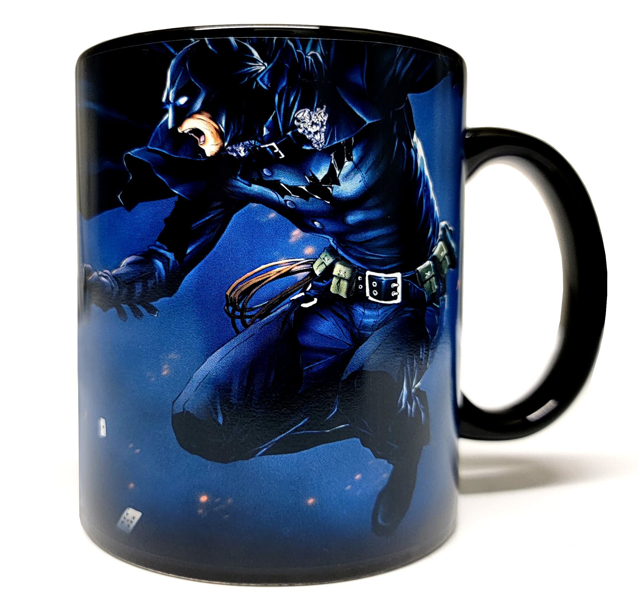Batman vs Joker 11oz Ceramic Black Coffee Mug - DC Comics Superhero Gift with Full Wrap Around Artwork - Perfect for Superhero Fans, Office Use, and Collectors - Comes in Protective Foam Gift Box
