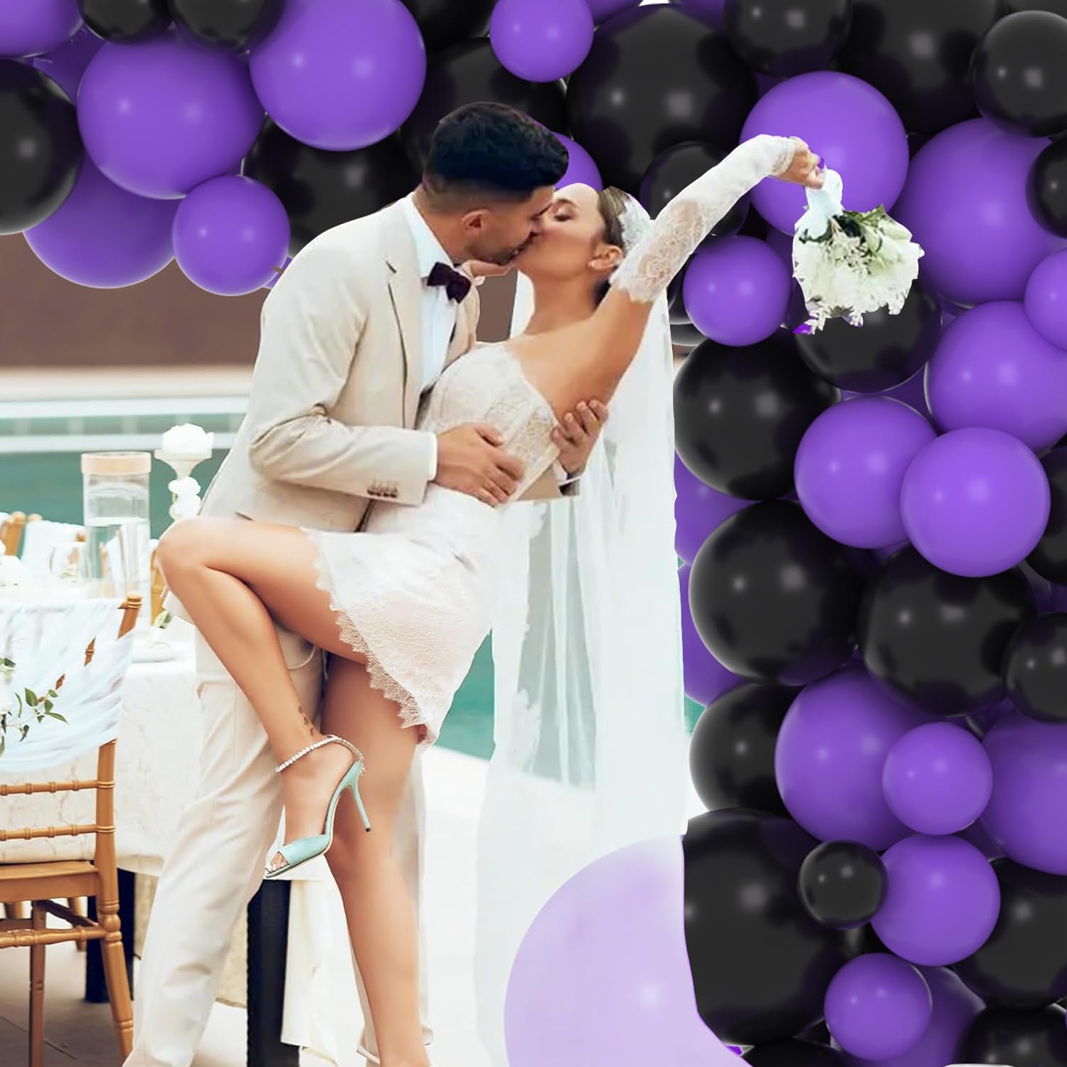 122PCS Purple and Black Balloon Garland Arch Kit - Party Decorations for Birthday, Wedding, Engagement, Anniversary, Bachelorette, Retirement & Graduation | Perfect for Indoor & Outdoor Celebrations