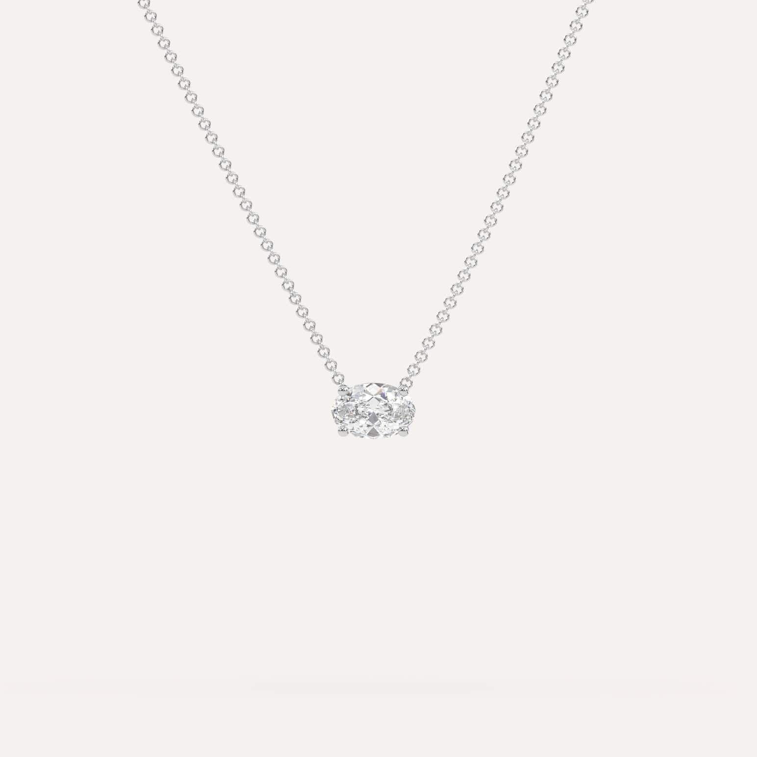 1/2 Carat Oval Floating Diamond Necklace for Women - Elegant Solitaire Pendant Jewelry Gift for Anniversary, Wedding & Special Occasions