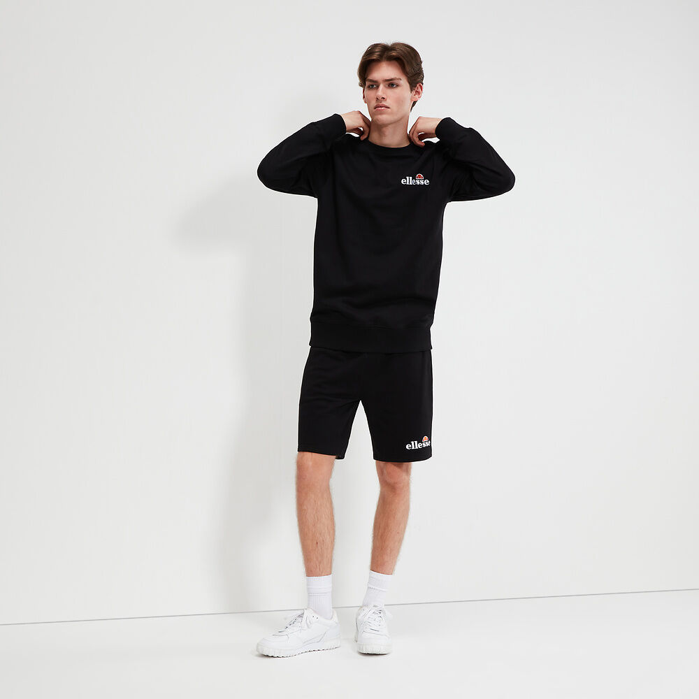 Ellesse Men's Fierro Black Sweatshirt - Comfortable Casual Pullover Hoodie for Gym, Streetwear & Everyday Wear