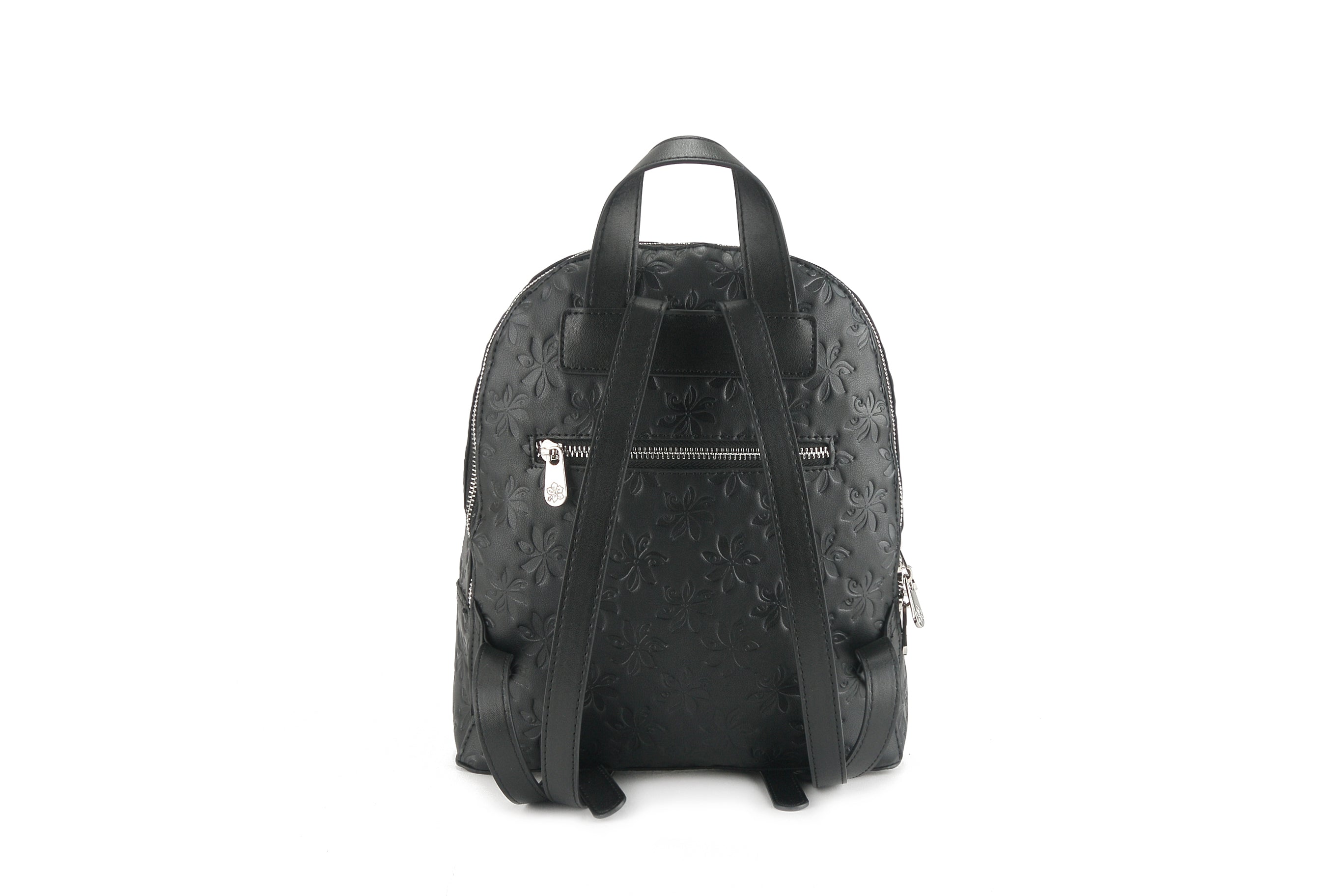 Tiffany Tiare Embossed Black Backpack for Women - Stylish Leather Laptop Bag for Work, Travel & College