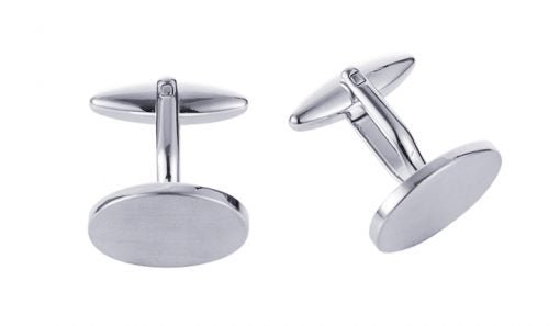 Elegant CUDWORTH Polished Rhodium Oval Cufflinks for Men - Perfect for Weddings, Business Attire & Formal Events