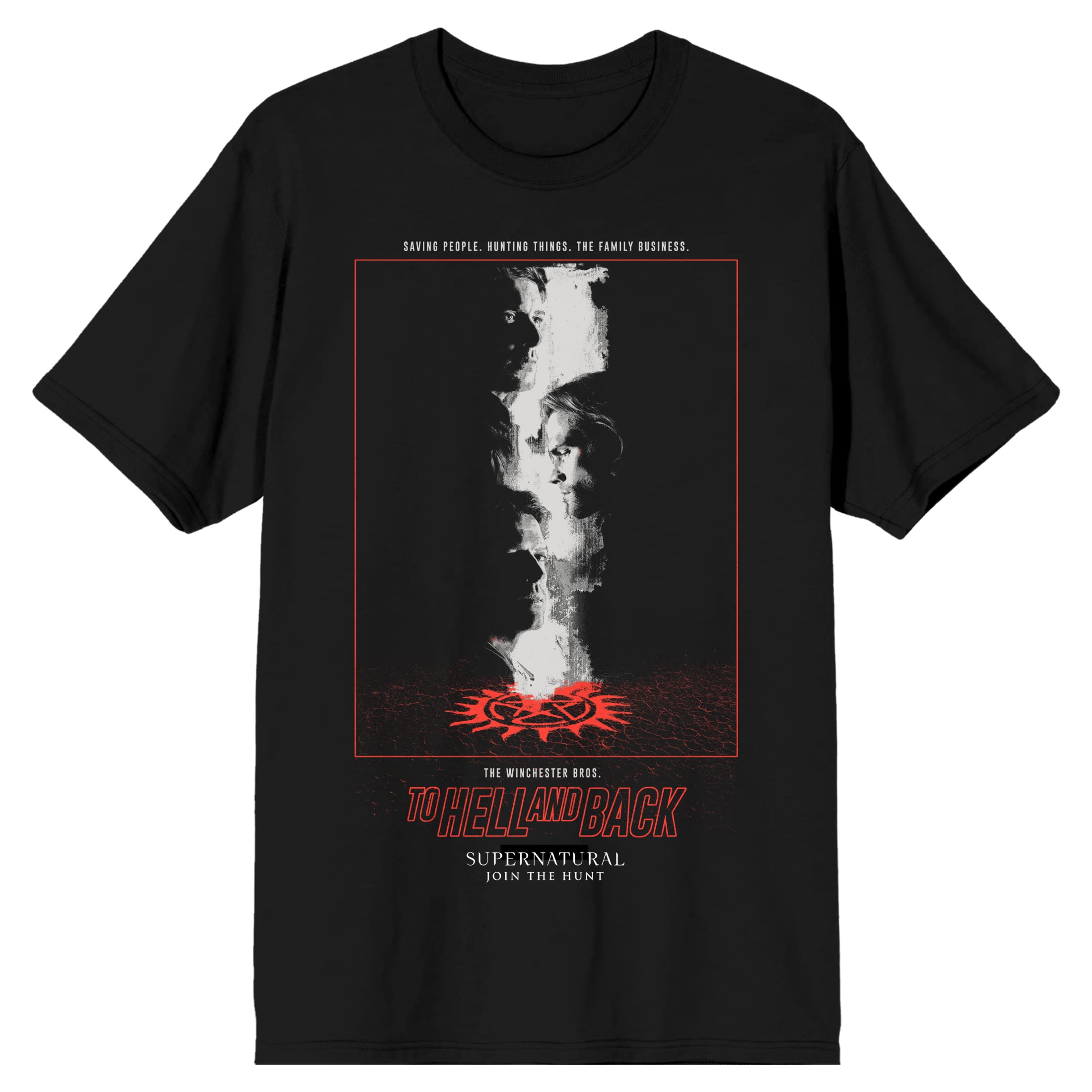 Supernatural TV Show Men's 'To Hell and Back' Black Graphic Tee - Casual Fan Apparel for TV Show Enthusiasts & Gift Ideas