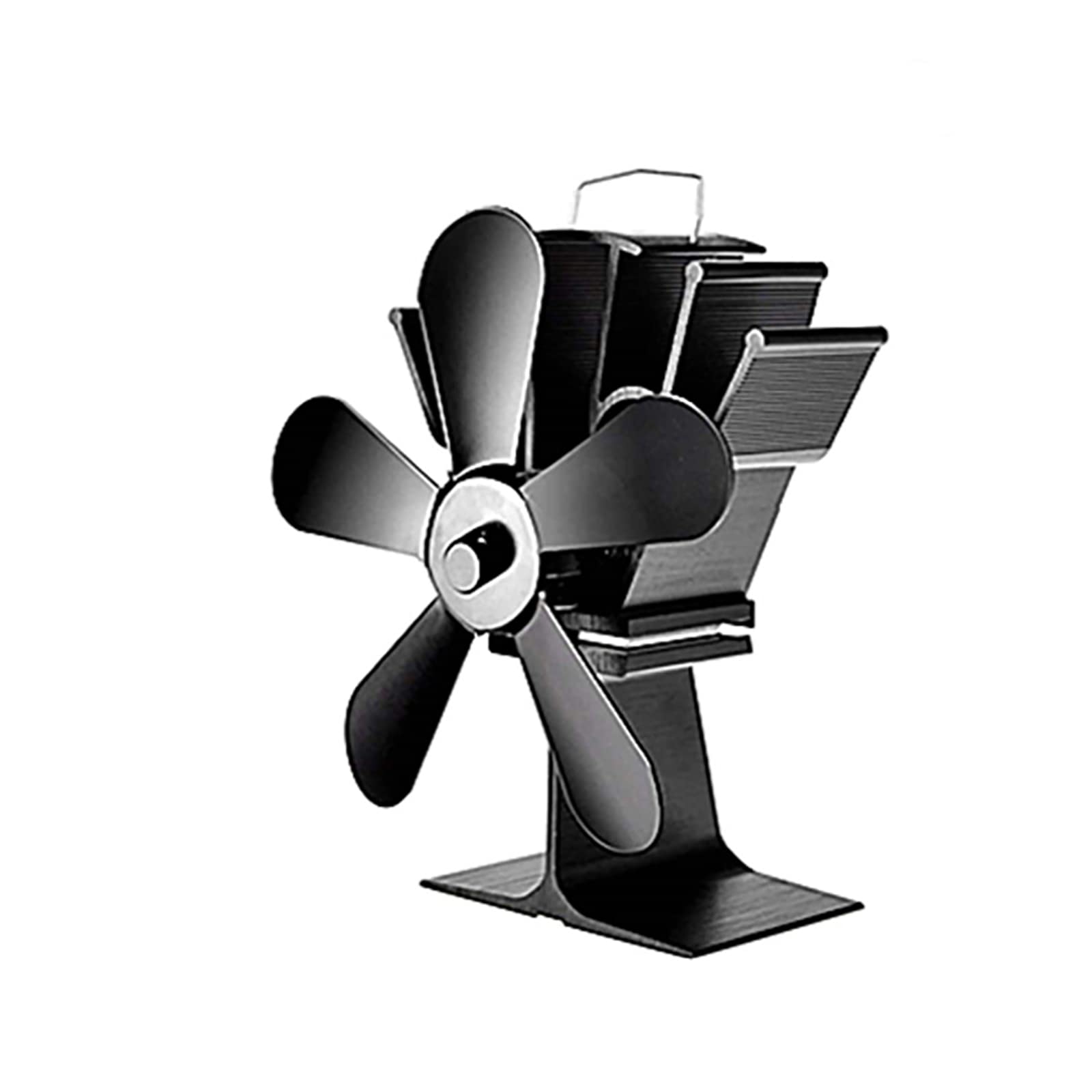 5-Blade Heat Powered Fireplace Fan - Durable & Low Noise Wood Stove Fan for Wood Burner, Workshop Stove - Silver | Perfect for Home Heating, Cabin Warmth & Energy Efficiency