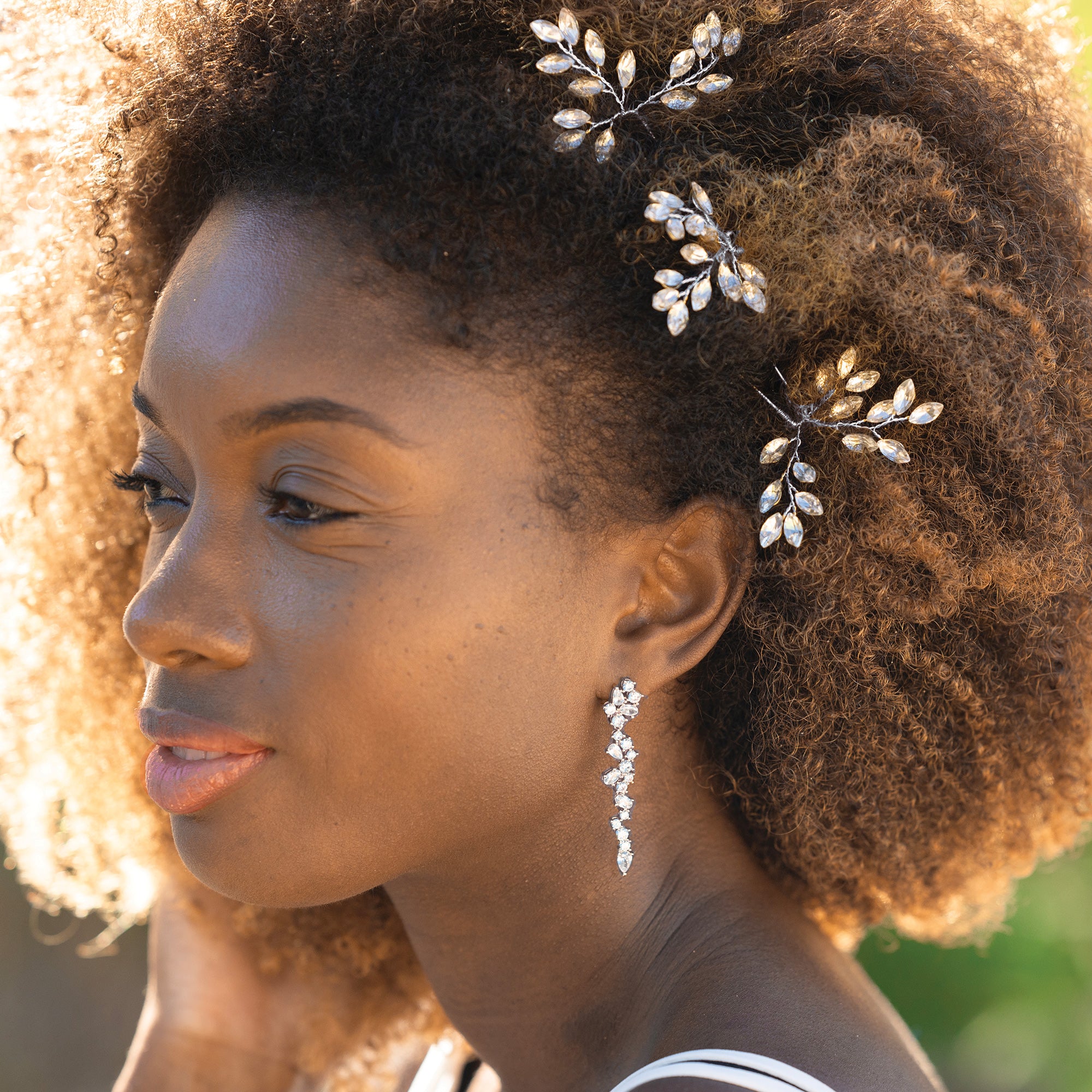 Moonspray Silver Crystal Hair Pins Set of 3 - Elegant Bridal Hair Accessories for Weddings, Prom & Special Occasions