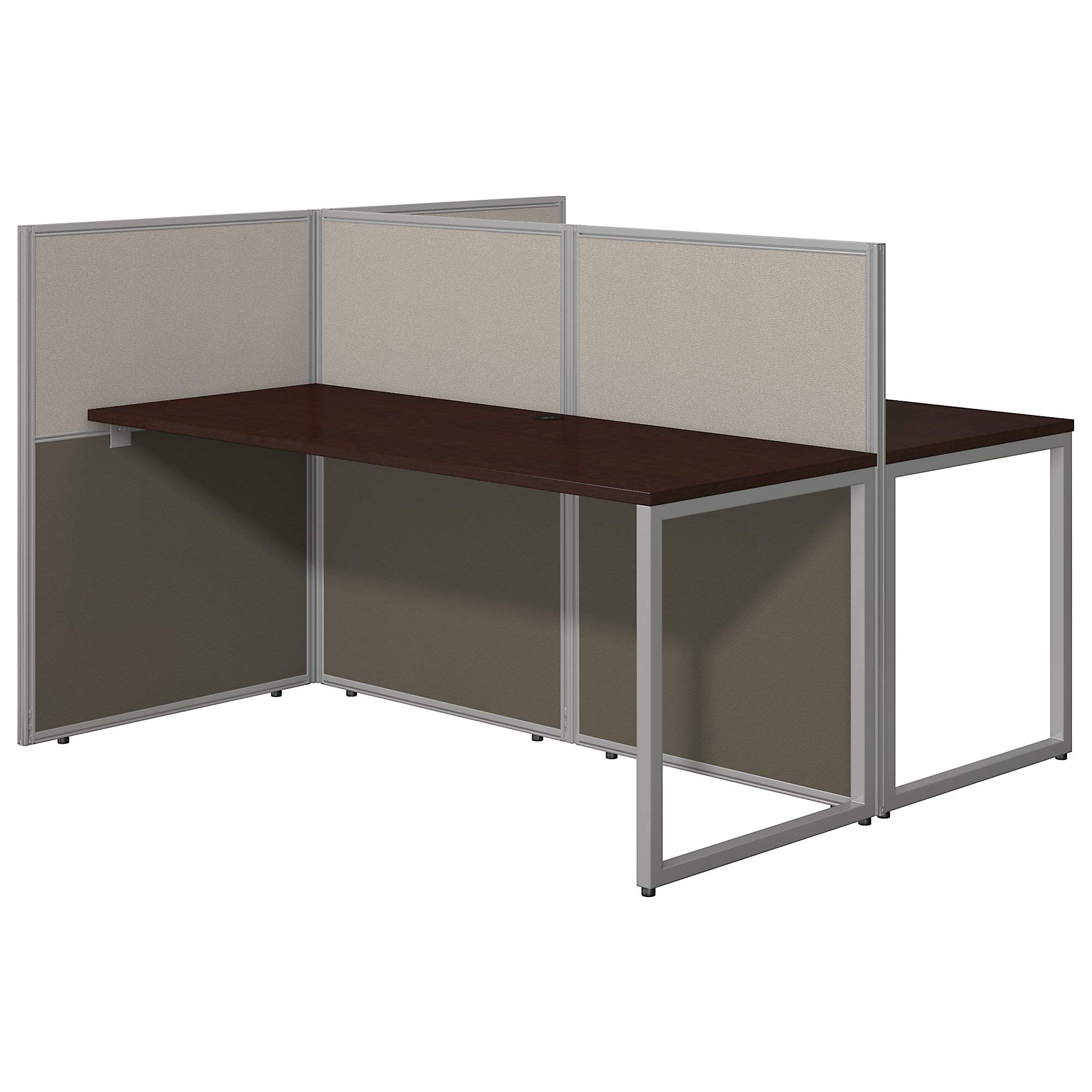 Bush Business Furniture 60W Two-Person Straight Office Desk - Mocha Cherry Finish for Open Workspaces | Ideal for Home Office, Coworking Spaces & Professional Environments