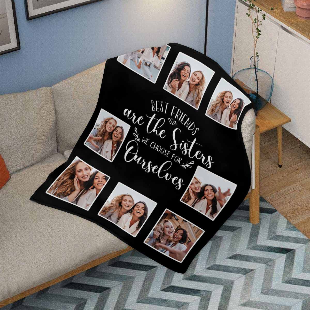 MyPupSocks Custom Best Friend Picture Blanket - Personalized Friendship Throw for BFF Sister, 30x40 - Perfect Birthday Gift for Women, Ideal for Cozy Nights, Movie Marathons, and Bedroom Decor