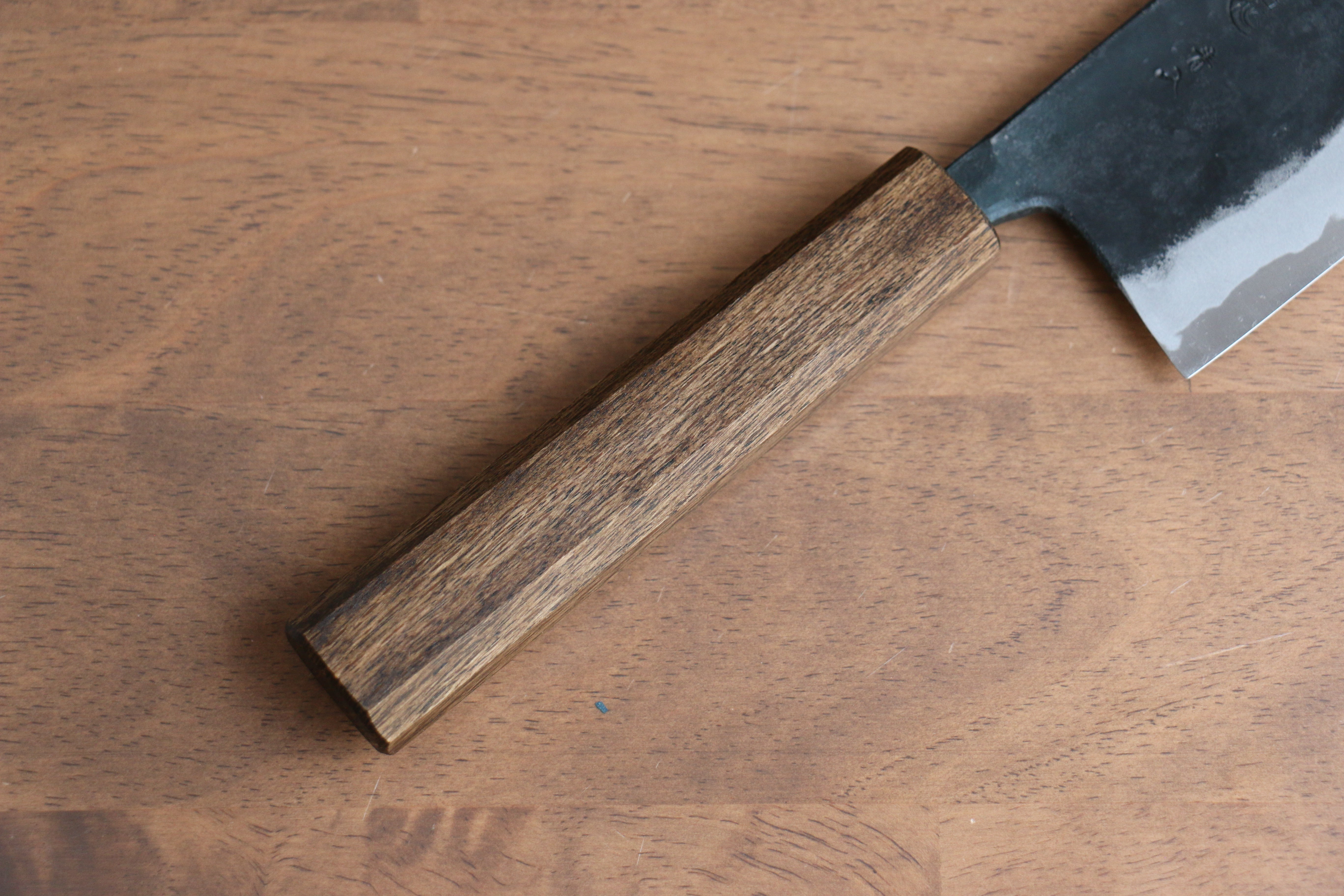 Premium Kyohei Shindo Blue Steel Nakiri Knife 165mm - Black Finish, Live Oak Lacquered Handle - Japanese Kitchen Knife for Professional Chefs & Home Cooking, Perfect for Slicing Vegetables & Herbs