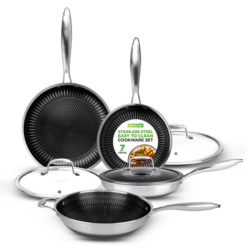 Premium 10-Piece Nonstick Cookware Set for Home Kitchen - Pots & Pans with Glass Lids - Induction Compatible - Perfect for Frying, Boiling, Sauteing & Everyday Cooking