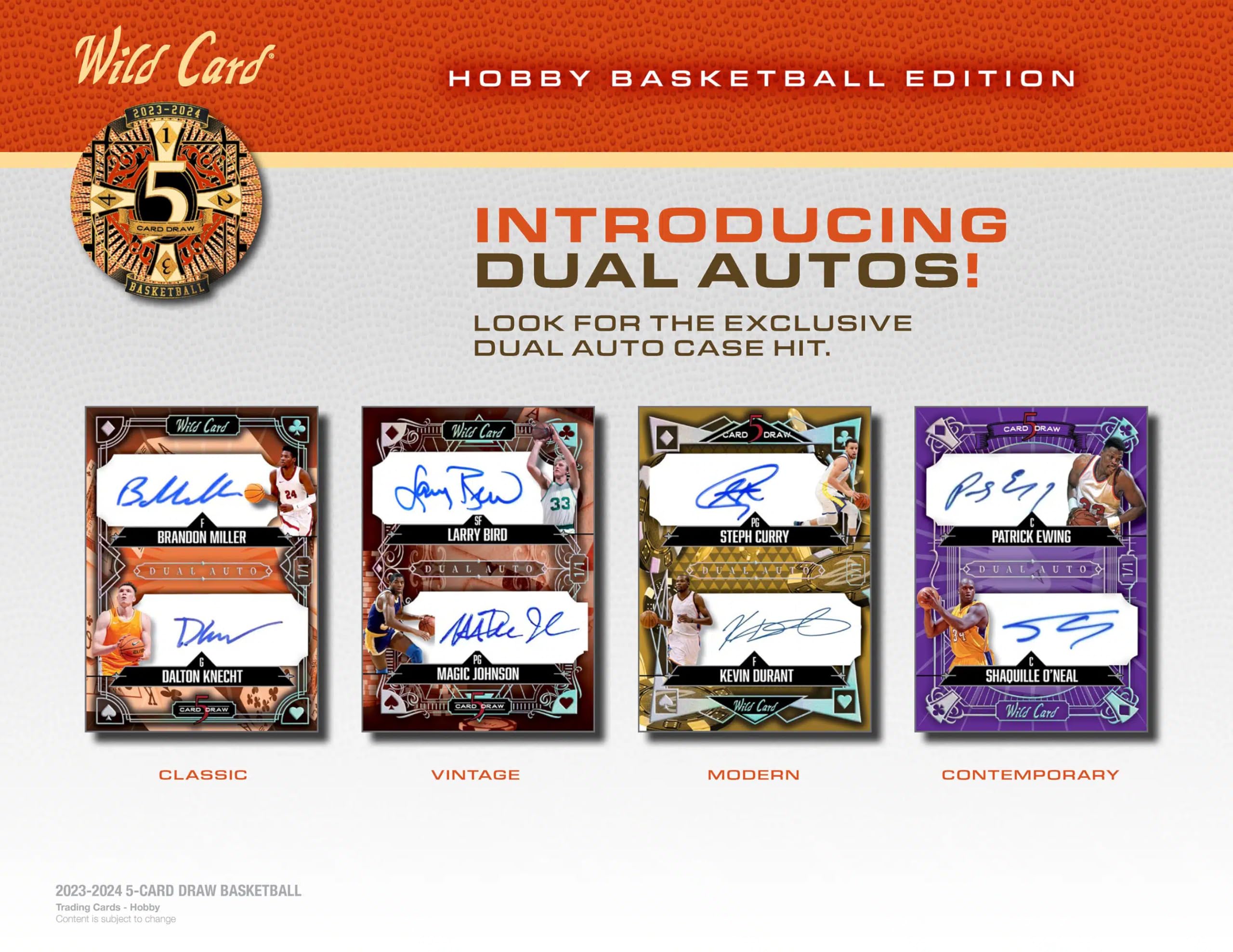 2023-2024 Wild Card Five Card Draw Basketball Hobby Box - 5 Autograph Cards Collection | NBA Trading Cards for Collectors & Sports Fans | Perfect for Gifts, Investments & Game Nights