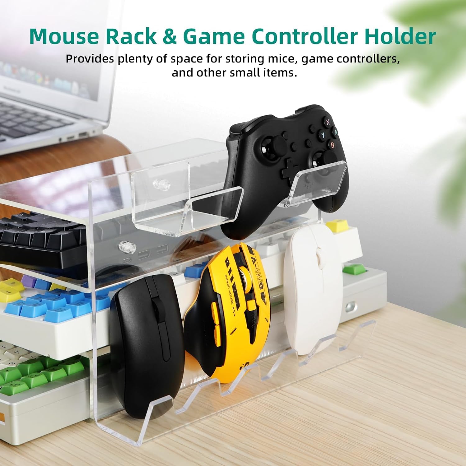 MASTLU 3-Tier Acrylic Keyboard Stand - Space Saving Desktop Organizer for Home & Office Gaming Setup