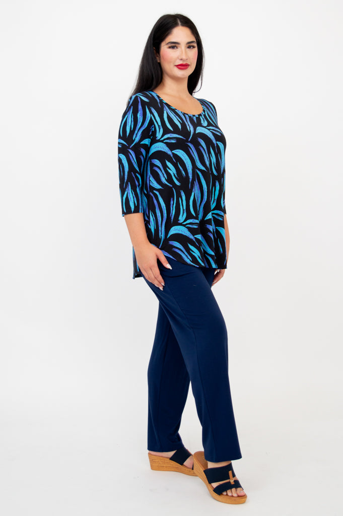Jazz 3/4 Sleeve Top - Stylish Cuban Print Bamboo Blouse for Women | Perfect for Summer Outfits, Beach Vacations & Casual Wear