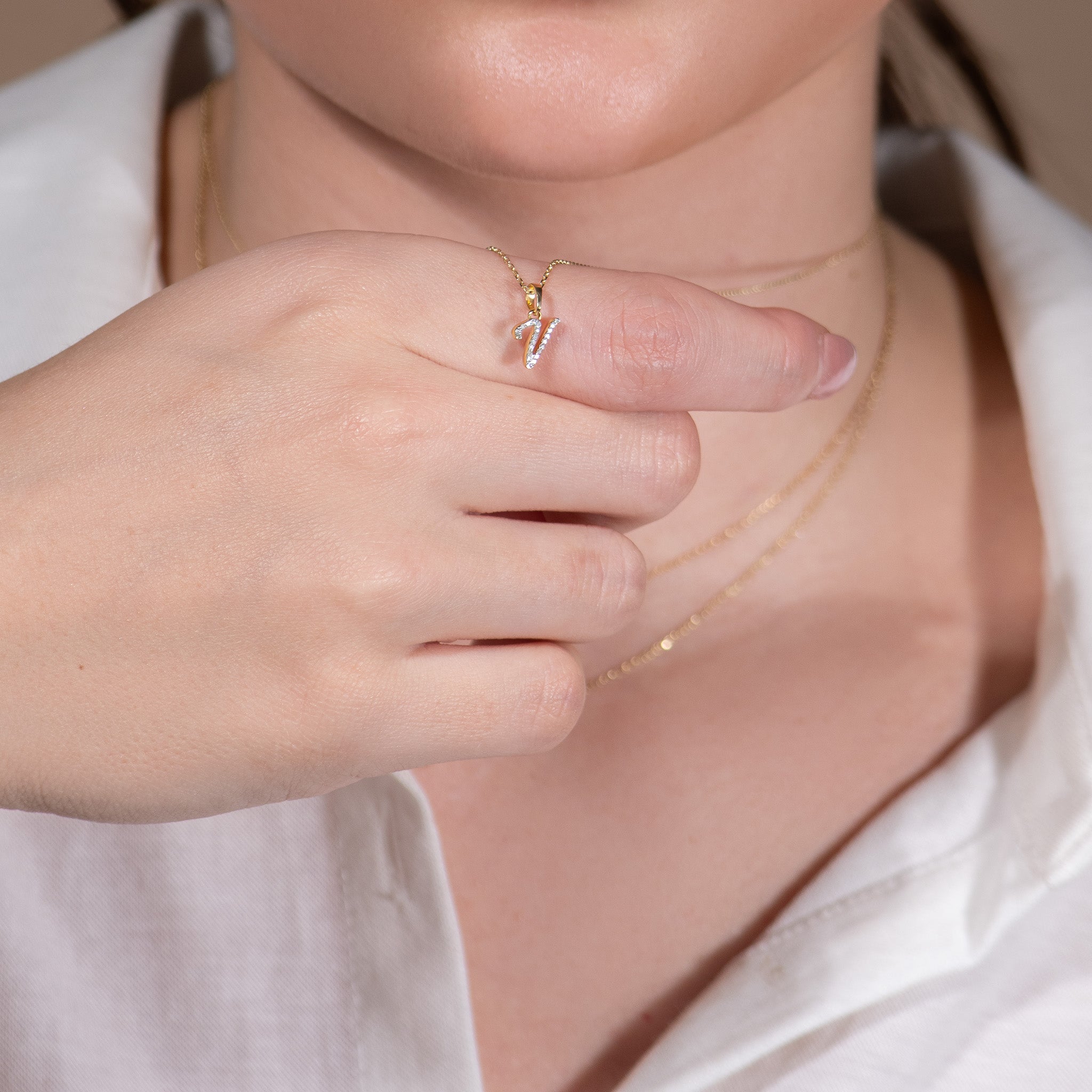 14K Yellow Gold Cursive Diamond Initial Necklace - Personalized Name Pendant for Women, Elegant Monogram Jewelry Gift for Her | Perfect for Birthdays, Anniversaries & Everyday Wear