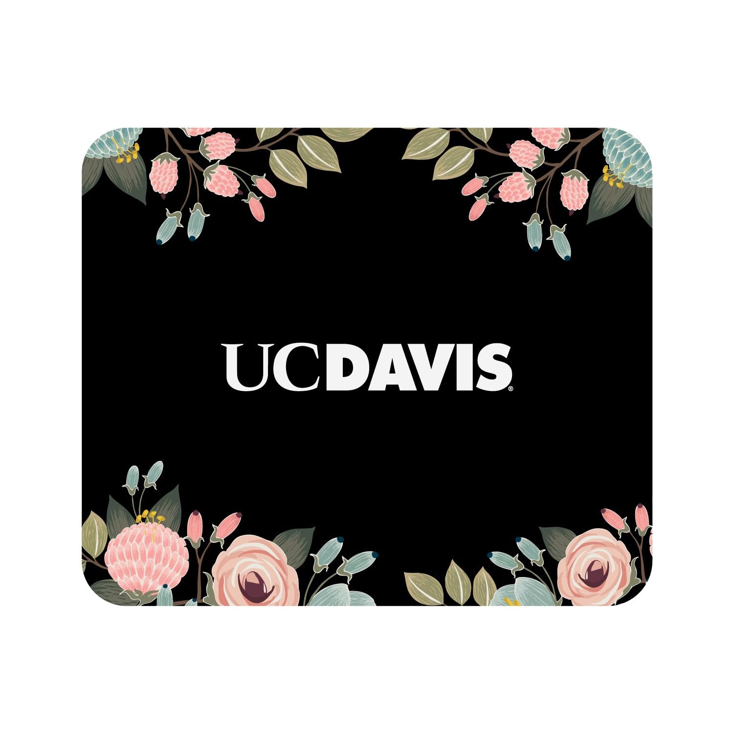 UC Davis Mouse Pad - Non-Slip Fabric Gaming & Office Desk Mat with Floral Pink Design - Perfect for Students, Gamers & Work from Home Setup