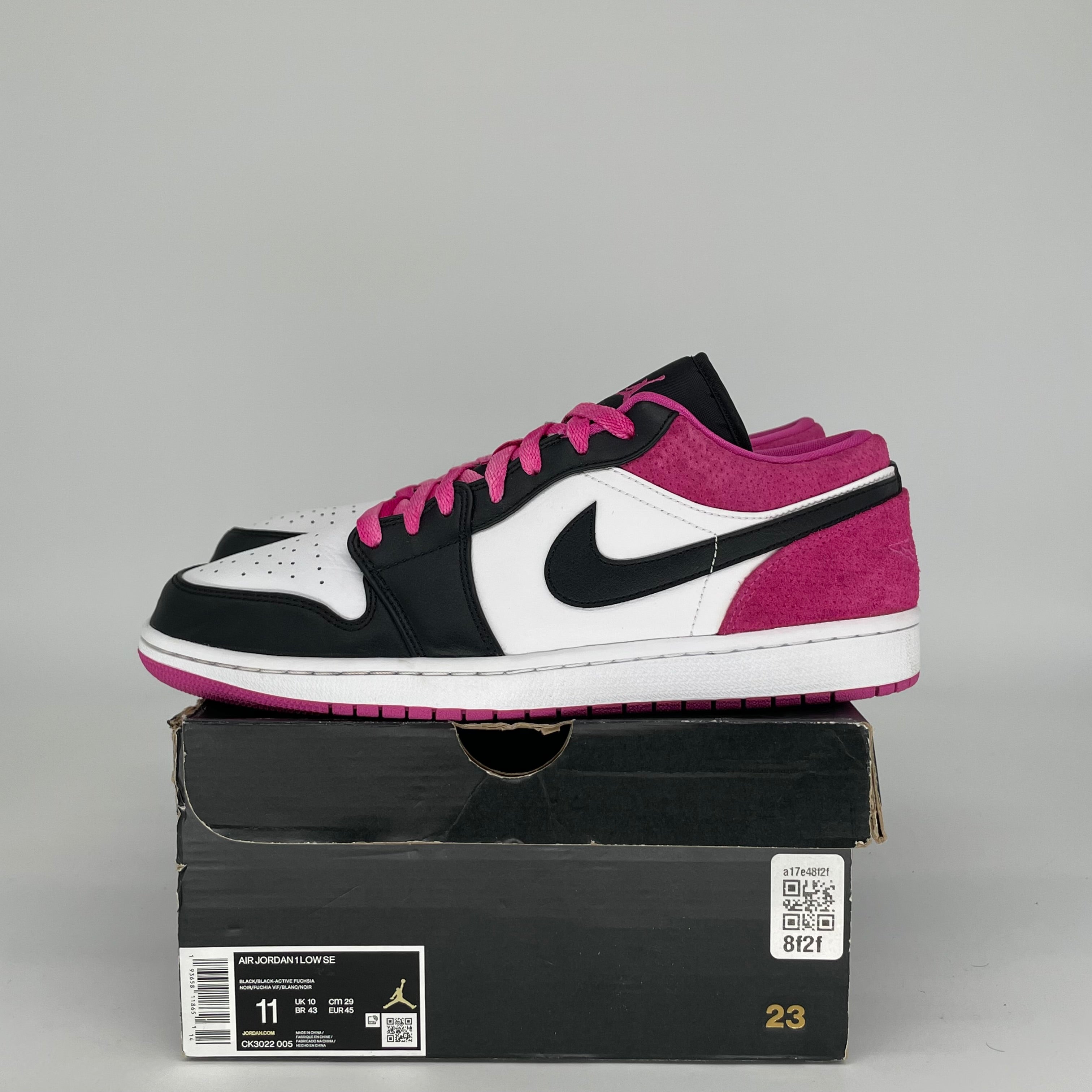 AIR JORDAN 1 LOW Black Fuchsia Men's Basketball Shoes Size 11 - CK3022-005 for Streetwear & Casual Outfits