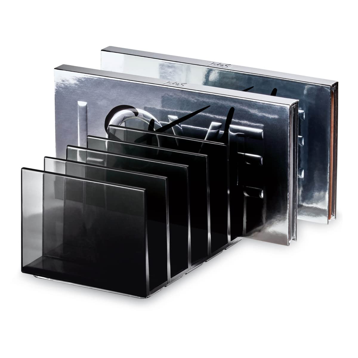 iDesign The Sarah Tanno Collection Plastic Cosmetics & Makeup Palette Organizer - Clear/White Recycled Plastic Storage for Beauty Products - Perfect for Vanity, Travel & Makeup Artist Kits