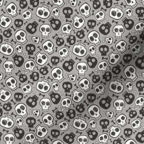 Skulls & Bones Halloween Printed Cotton Fabric - Black White Gray Tiny Skull Design on Petal Signature Cotton - Fat Quarter for Sewing, Quilting, Apparel & Crafts | Perfect for Halloween Decor, Costume Making & DIY Home Projects