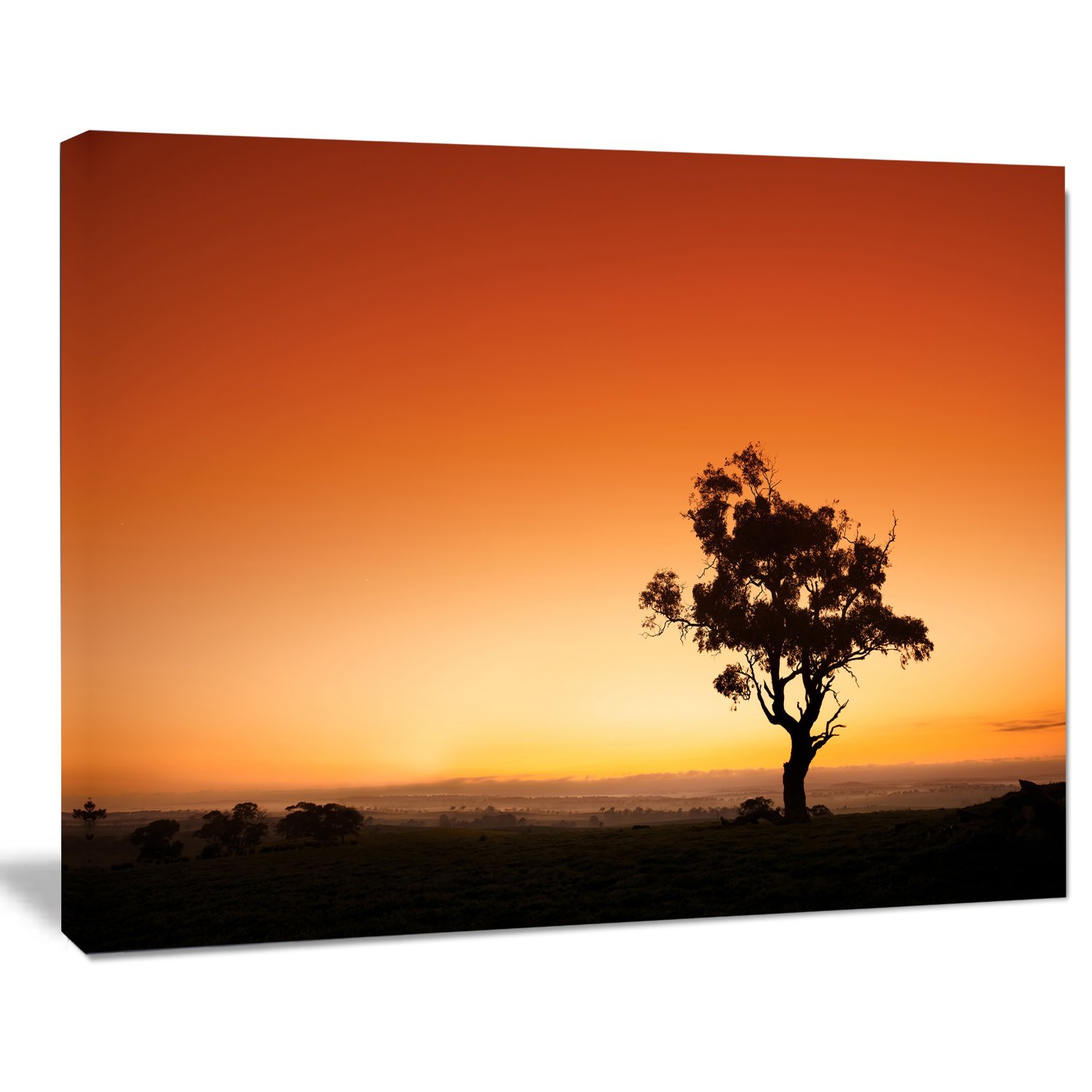 Extra Large Sunrise Landscape Wall Art with Lonely Tree - Modern Home Decor for Living Room, Bedroom & Office