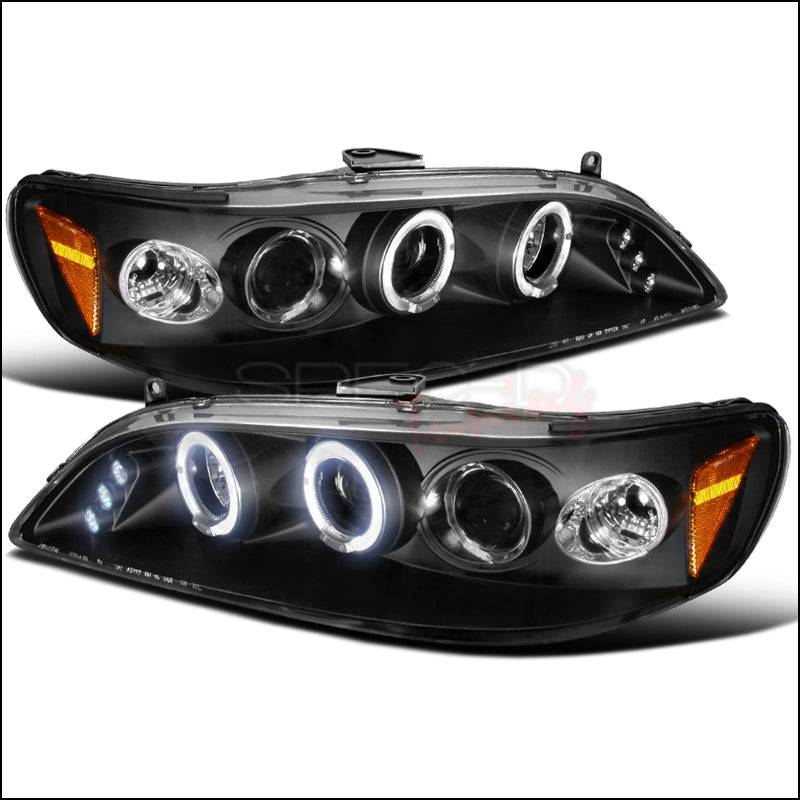 1998-2002 Honda Accord Dual Halo Projector Headlights - Matte Black Housing with Clear Lens - High Performance LED Headlight Conversion Kit for Night Driving & Car Customization