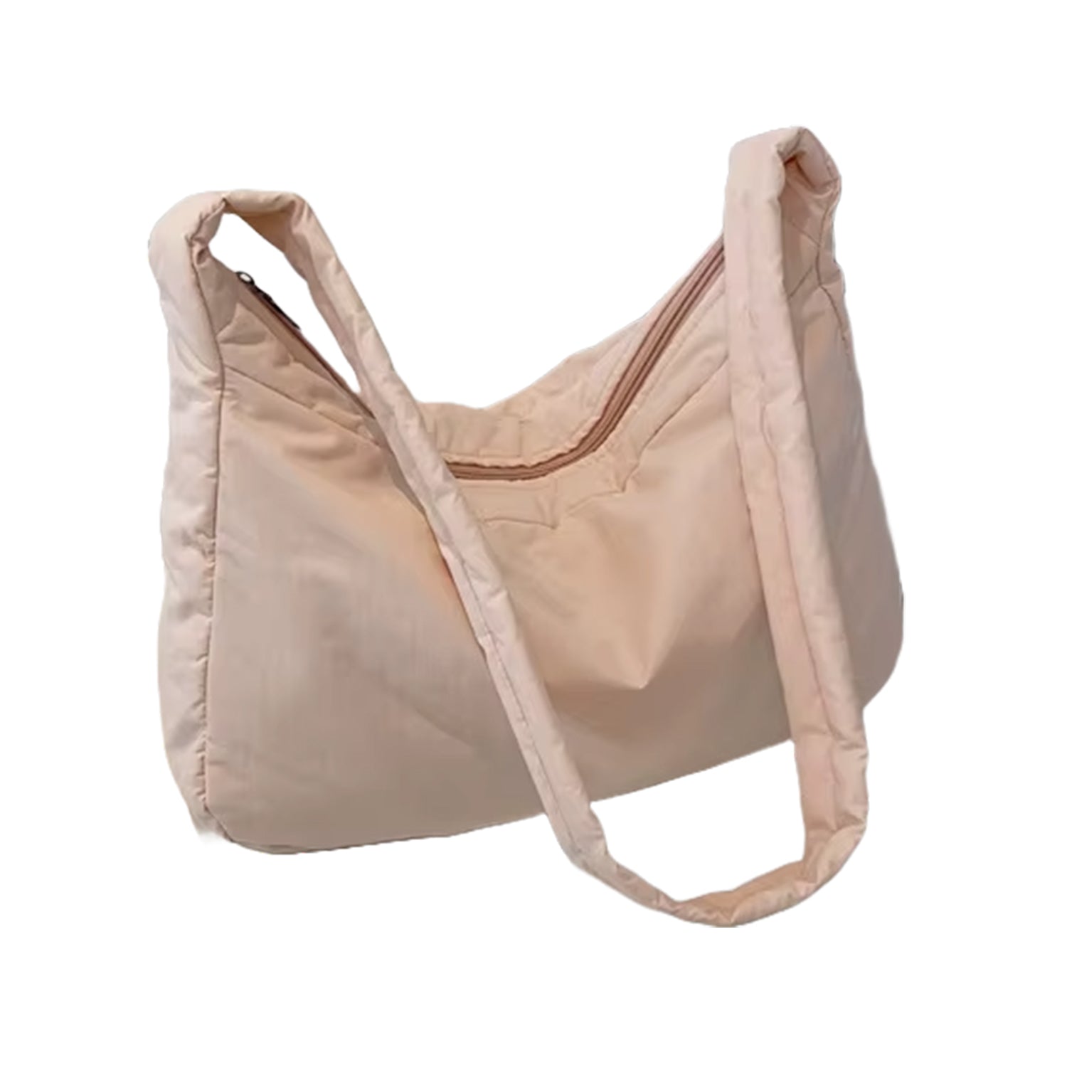 FLOOF Large Nylon Square Bag in Blush Pink - Stylish Women's Shoulder Tote for Work, Travel & Everyday Use