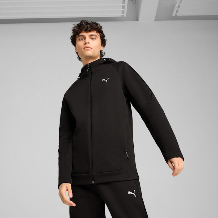 PUMA Men's Evostripe Full Zip Black Jacket - Lightweight Athletic Hoodie for Running, Gym & Casual Wear - Breathable & Comfortable Sportswear