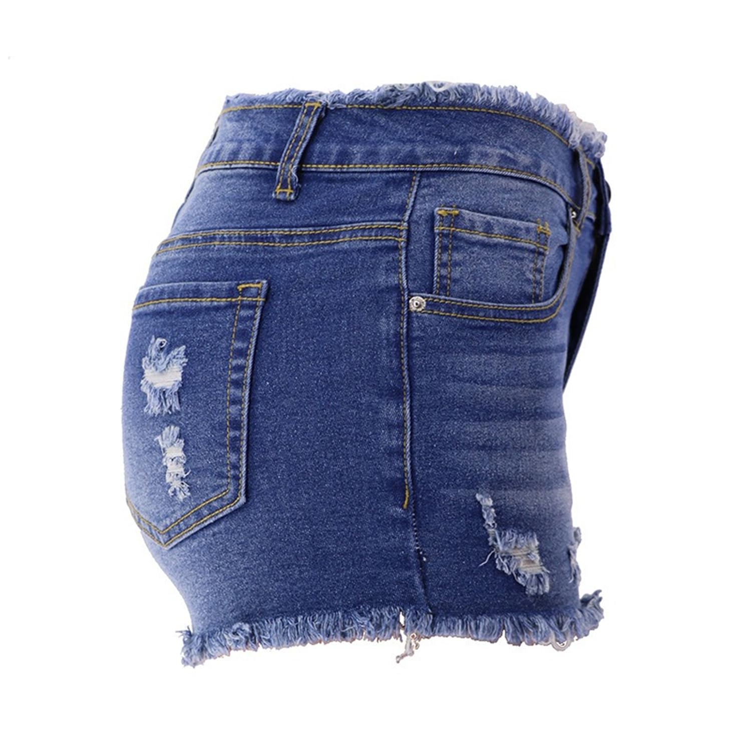 Andongnywell Women's High Waist Ripped Denim Shorts with Pockets - Distressed Cut-Off Jean Shorts for Summer Casual Wear | Perfect for Beach, Vacation, and Everyday Outfits