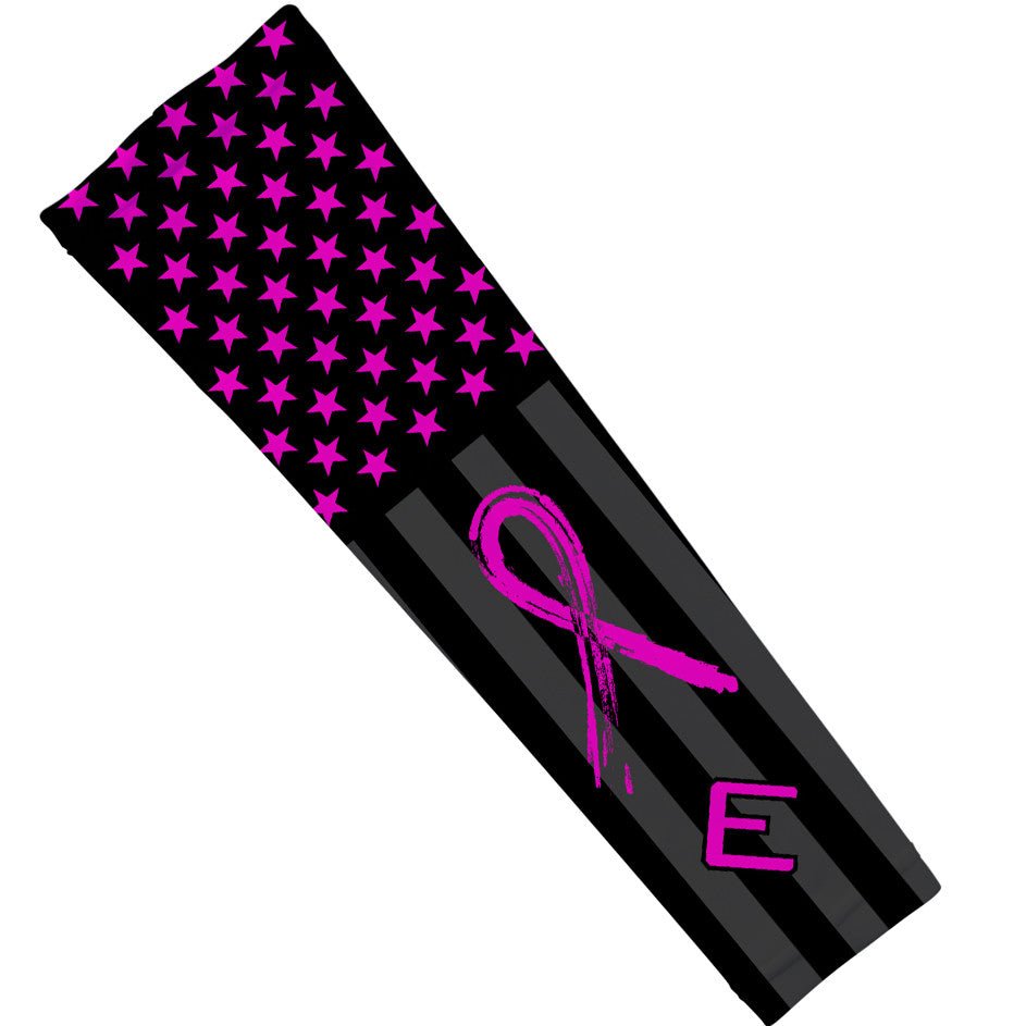 Shadow USA Flag Arm Sleeve - Breast Cancer Awareness Edition | Patriotic Compression Sleeves for Running, Cycling & Sports Support