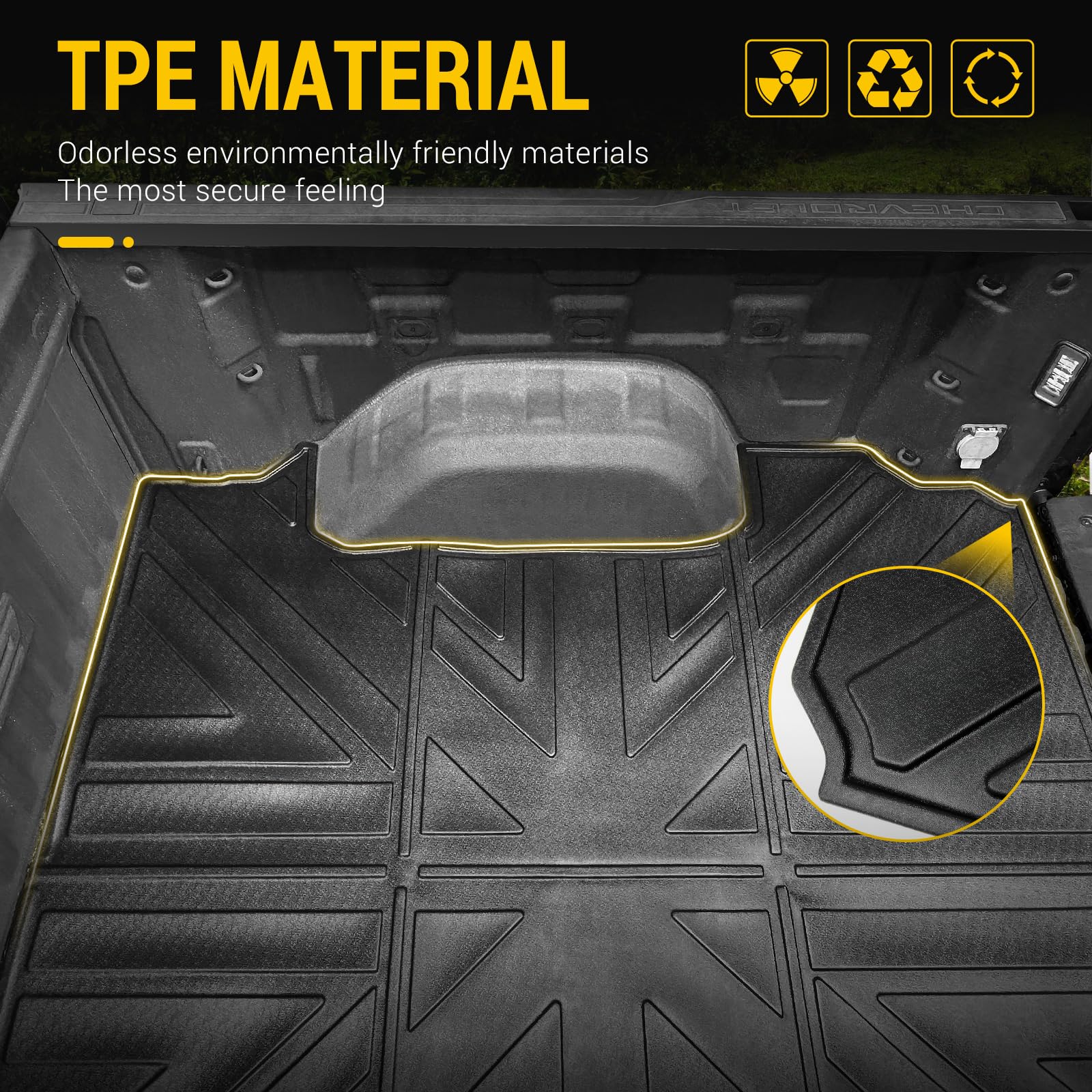 Heavy Duty Truck Bed Mat for 2019-2025 Chevy Silverado & GMC Sierra 1500 5.8FT Crew Cab Short Bed | All-Weather Anti-Slip Bed Liner | Durable Cargo Protection Mat | Perfect for Hauling, Camping & Off-Road Adventures