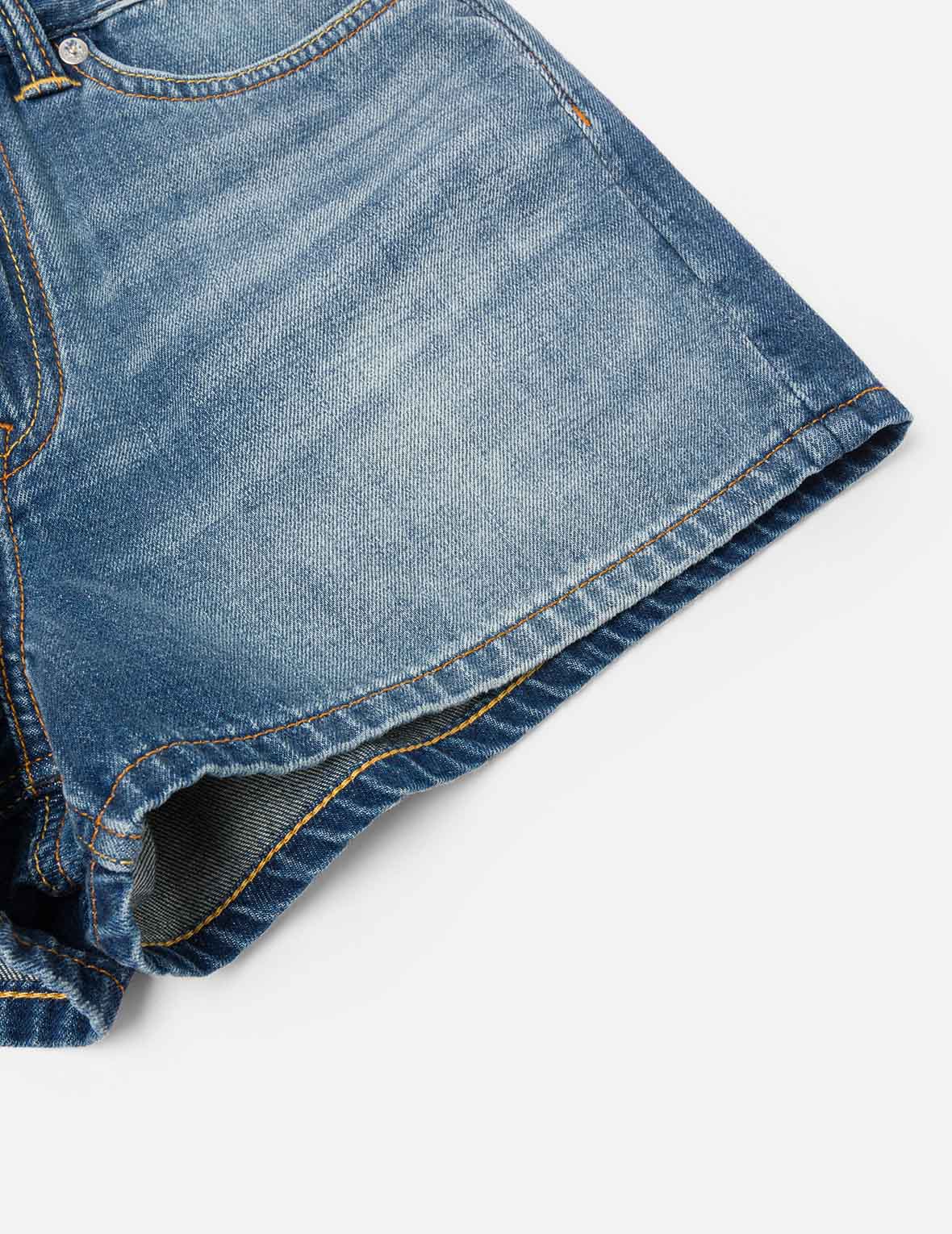 Vintage Deconstructed Seagull & Logo Applique Relaxed Fit Denim Shorts for Women - Casual Summer Outfits, Beachwear & Street Style Fashion