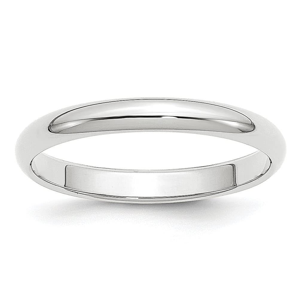 14K White Gold 3mm Half Round Wedding Band Ring - Size 5.5 Classic Domed Men's Wedding Ring - Fine Jewelry Gift for Husband, Dad, Him - Perfect for Anniversaries, Engagements & Special Occasions
