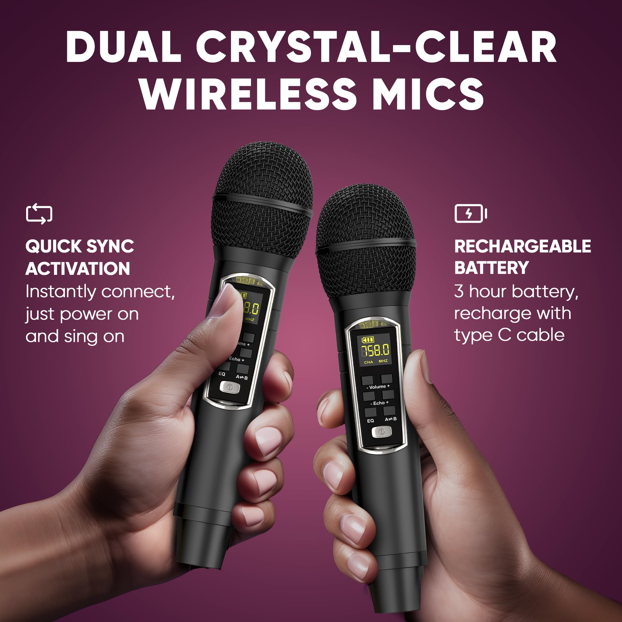 MASINGO X1 Karaoke Machine with Bluetooth Wireless Microphones - Portable PA Speaker System with Disco Lights, Lyrics Display & TV Cable for Home Parties, Family Gatherings & Kids Entertainment (Soprano X1 Model)