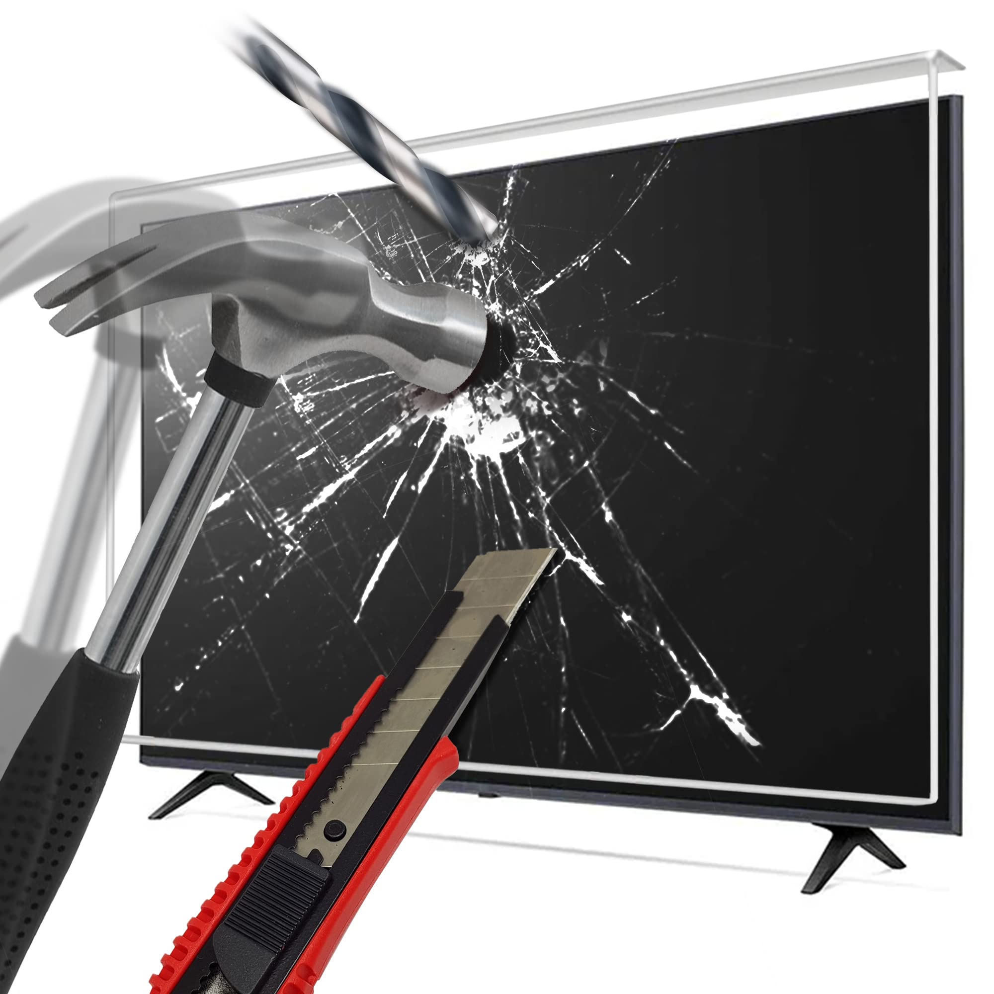 LEYF 55 Inch TV Screen Protector - Anti-Scratch & Anti-Damage Film for LCD LED 4K OLED QLED HDTV - Hanging & Fixed Installation - Perfect for Living Room, Bedroom & Office TV Protection