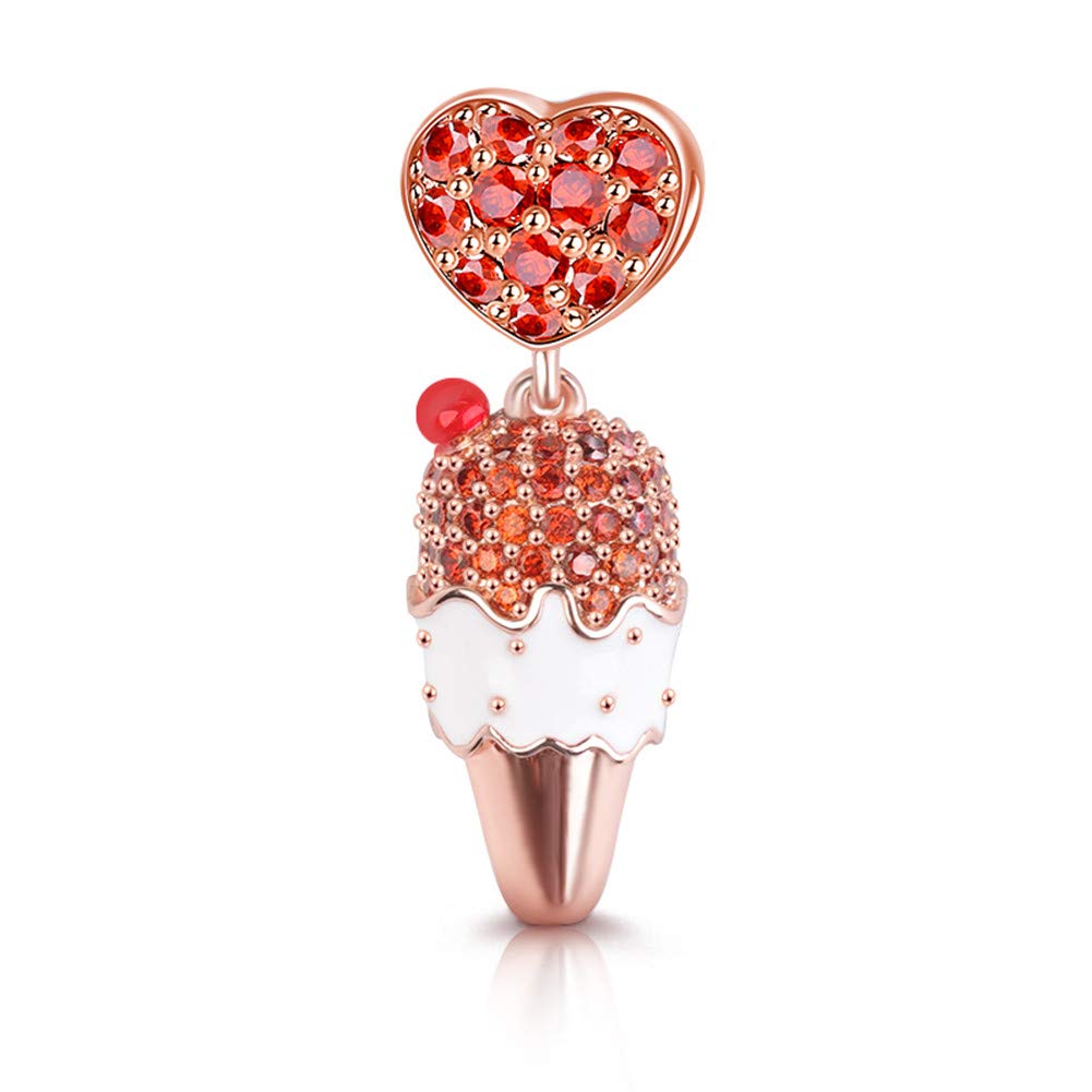 GNOCE Cherry Ice Cream Pendant Charms - Sterling Silver & Gold Plated 