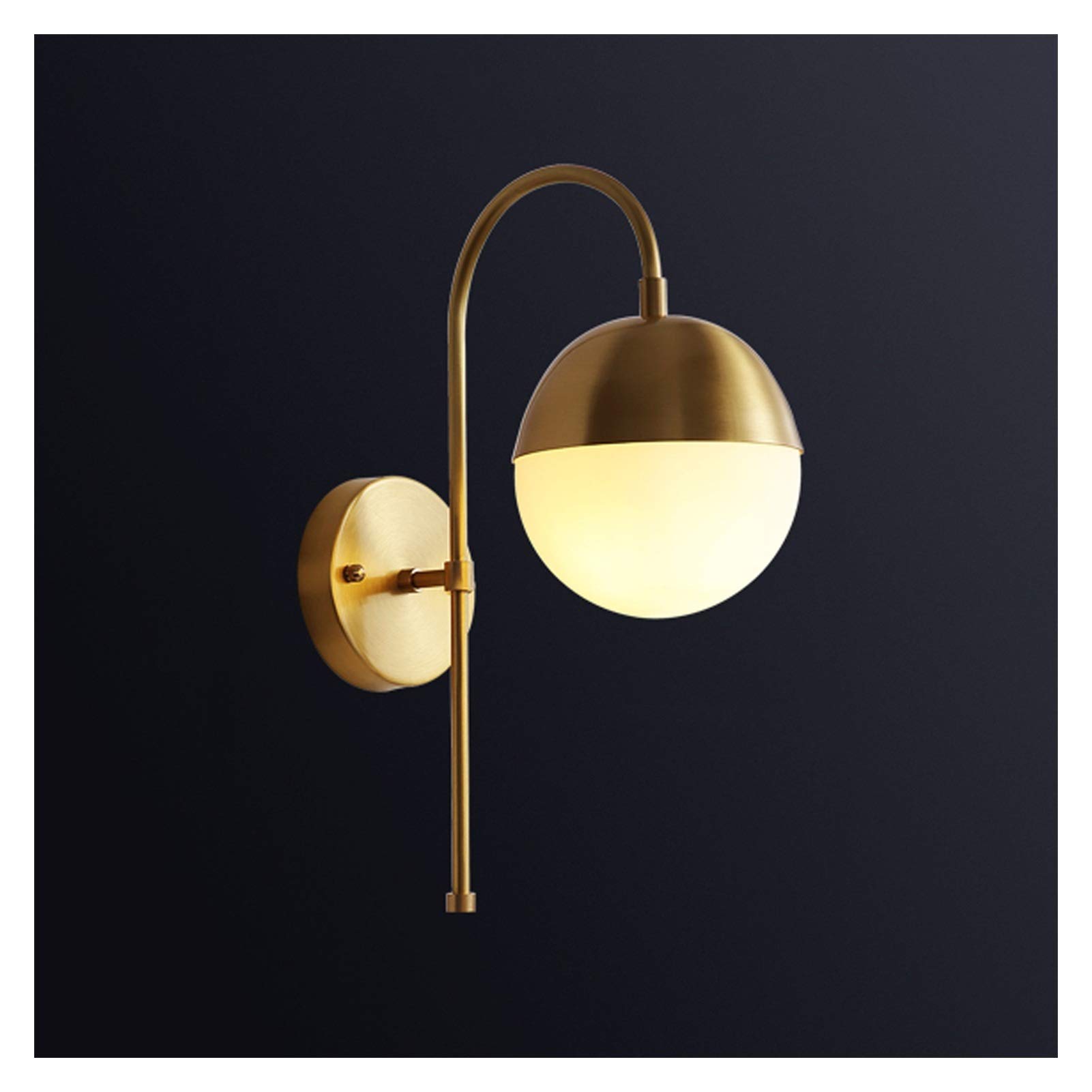 Modern Minimalist Wall Sconce Light - Full Copper Wall Mounted Lamp for Bedroom, Living Room, Staircase & Hallway - Dimmable LED Bedside Lighting Fixture - Perfect for Reading, Ambient Lighting & Home Decor (1 Pack)