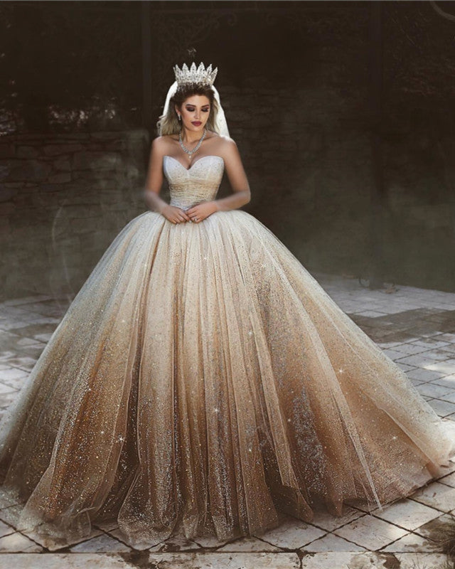 Sparkling Sweetheart Corset Tulle Ball Gown Wedding Dress with Sequins - Elegant Bridal Gown for Prom, Quinceañera & Formal Events