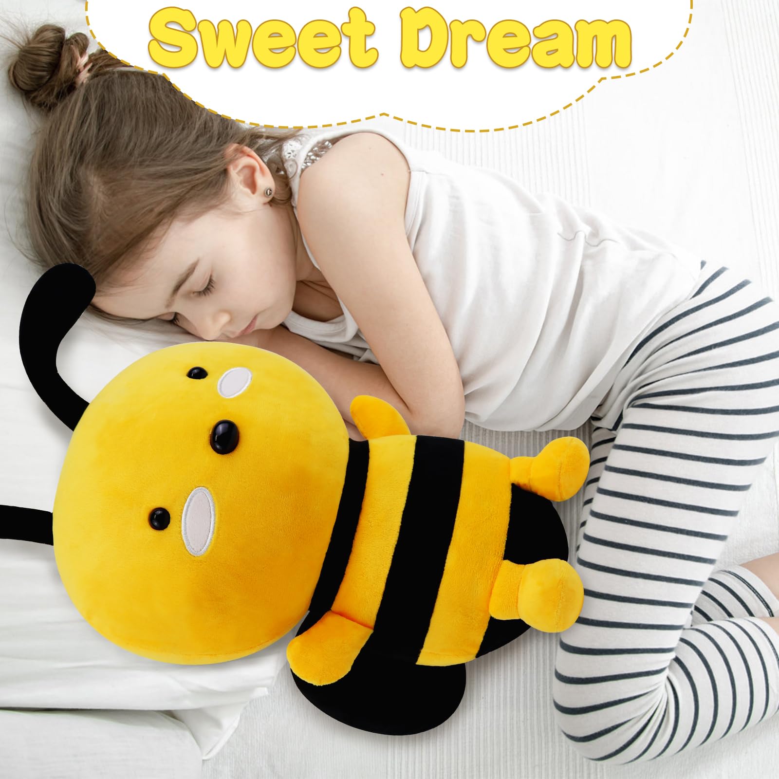 Cute Kawaii Honeybee Plush Toy - Soft Stuffed Animal Gift for Kids, Girlfriend & Valentine's Day | Birthday Present, Nursery Decor, Bedroom Cuddler