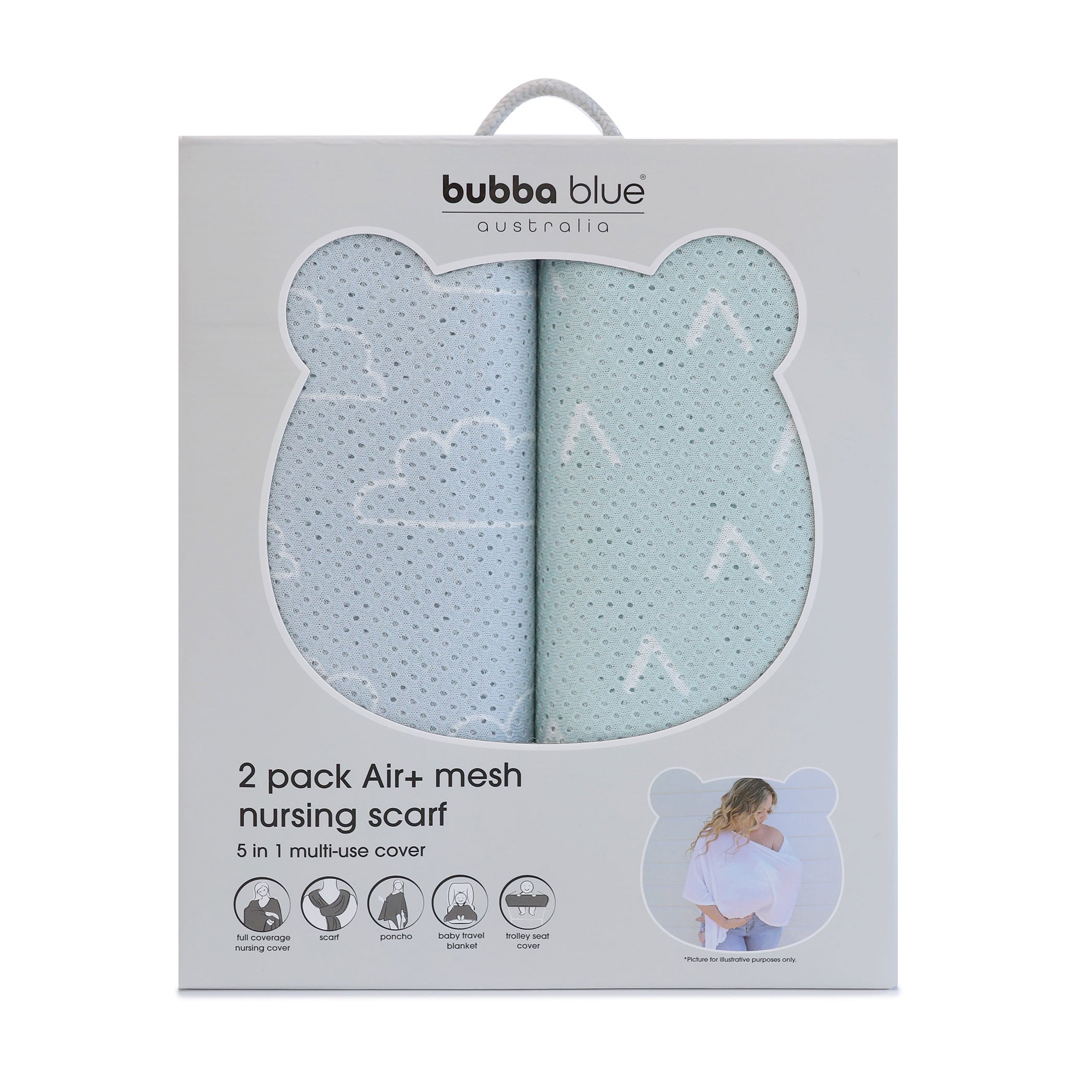 Nordic 2-Pack AIR+ Mesh Nursing Scarf - Breathable Baby Carrier Cover for Breastfeeding - Sky Blue & Mint Green - Perfect for Outdoors, Shopping & Travel