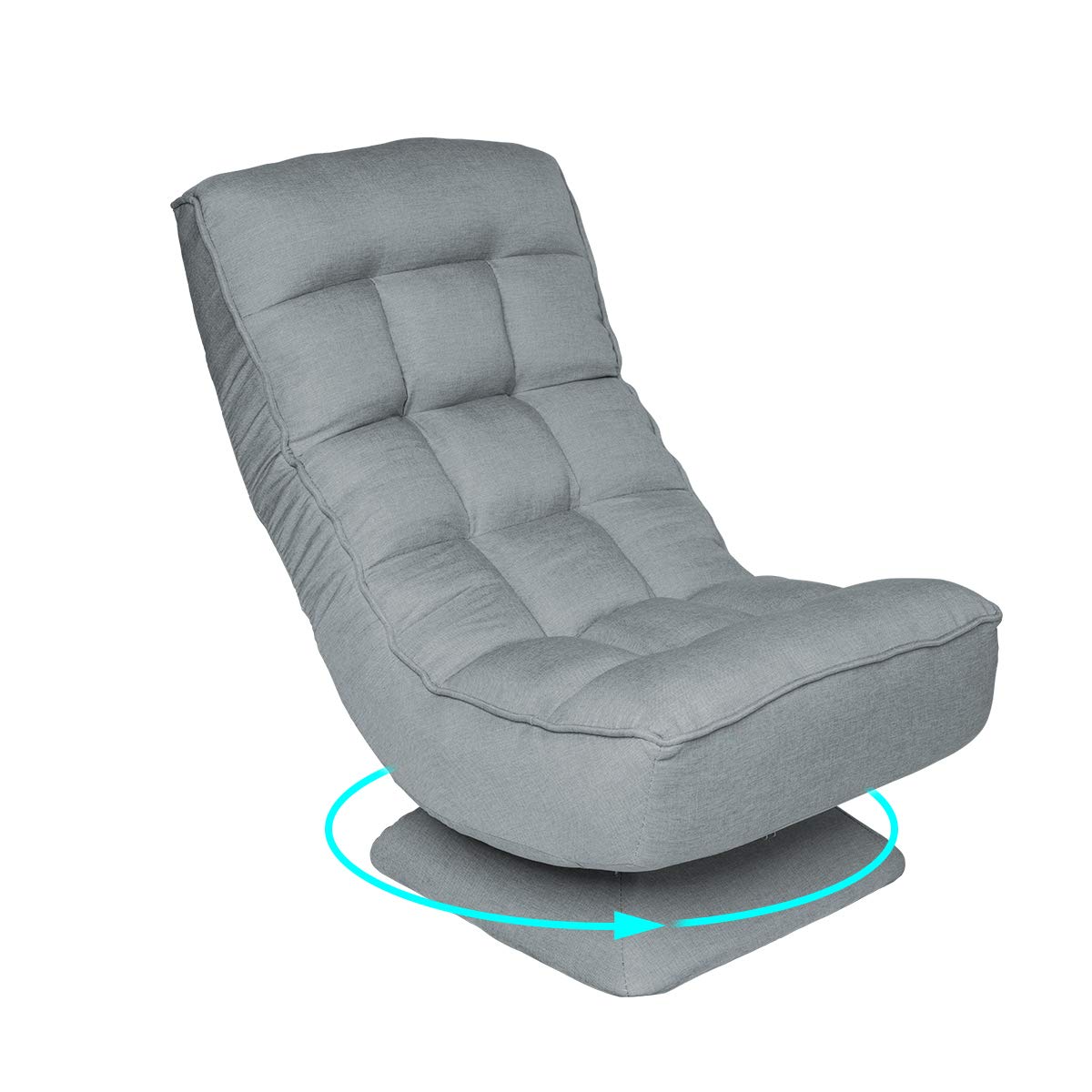 360-Degree Swivel Folding Floor Chair - 4-Position Adjustable Gaming & Lounge Chair for Home Office, TV Watching, Reading - Ergonomic Desk Chair for Teens & Adults (Gray) - Perfect for Gaming, Studying, and Relaxing in Small Spaces