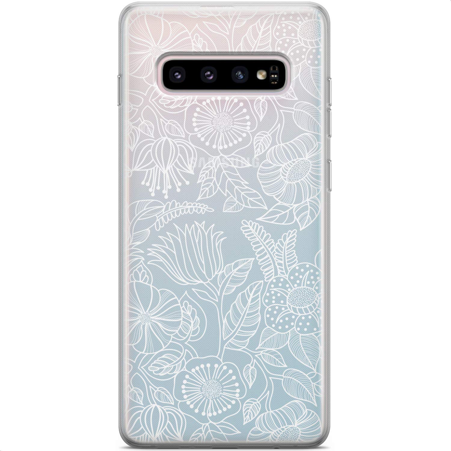Samsung Galaxy S24 S23 Ultra S22 5G Plus S21 FE S20 S10 Phone Case - Slim Flexible Silicone Cover with Minimal Floral Design, Lightweight TPU Protective Case for Everyday Use, Work, and Travel