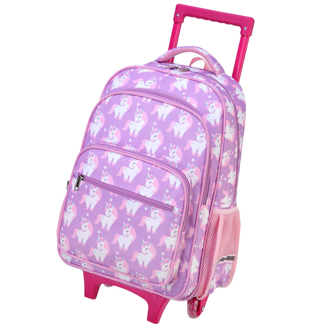 VASCHY Kids Rolling Backpack - Water Resistant Wheeled School Bag for Girls | Unicorn Design for School & Travel