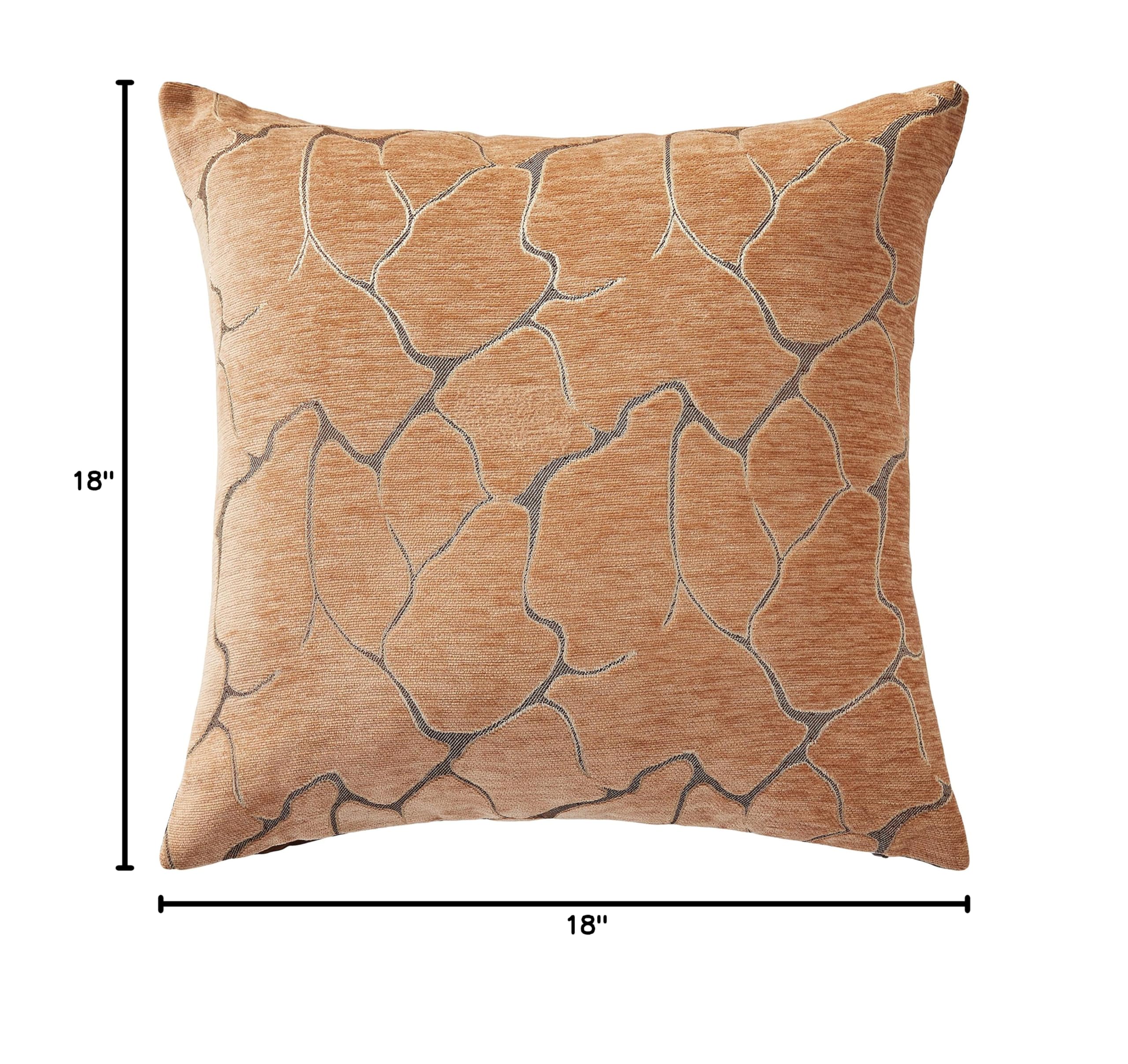 Violet Linen Milano Artistic Decorative Throw Pillows 18x18 Inches - Brown Bohemian Style Cushion Covers for Sofa, Bed, Living Room & Home Decor
