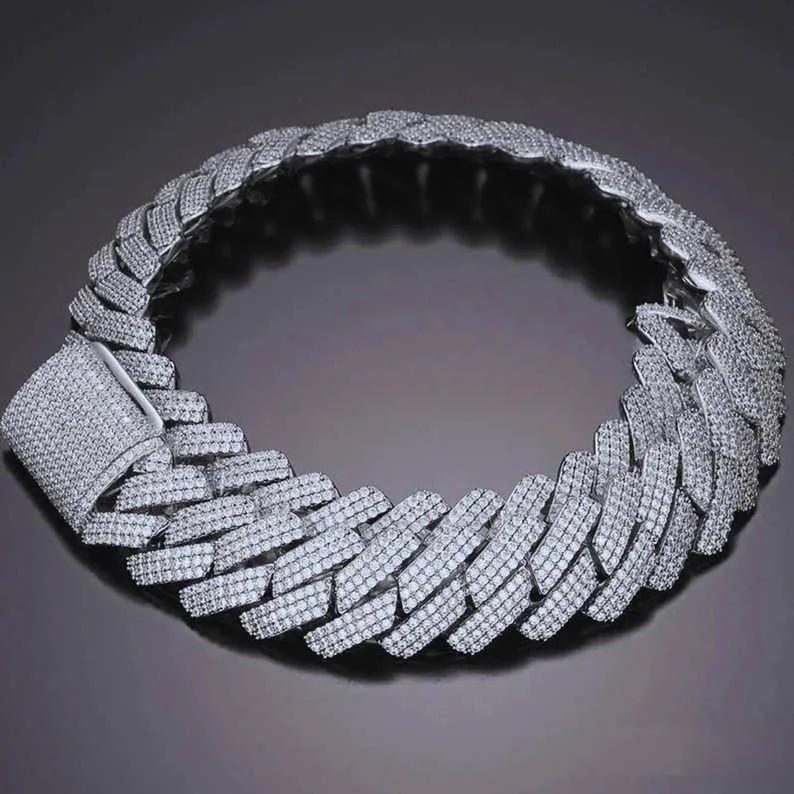18K Silver VVS Moissanite Iced Out Cuban Link Chain Necklace for Men - Luxury Hip Hop Jewelry Gift for Birthday, Anniversary & Special Occasions