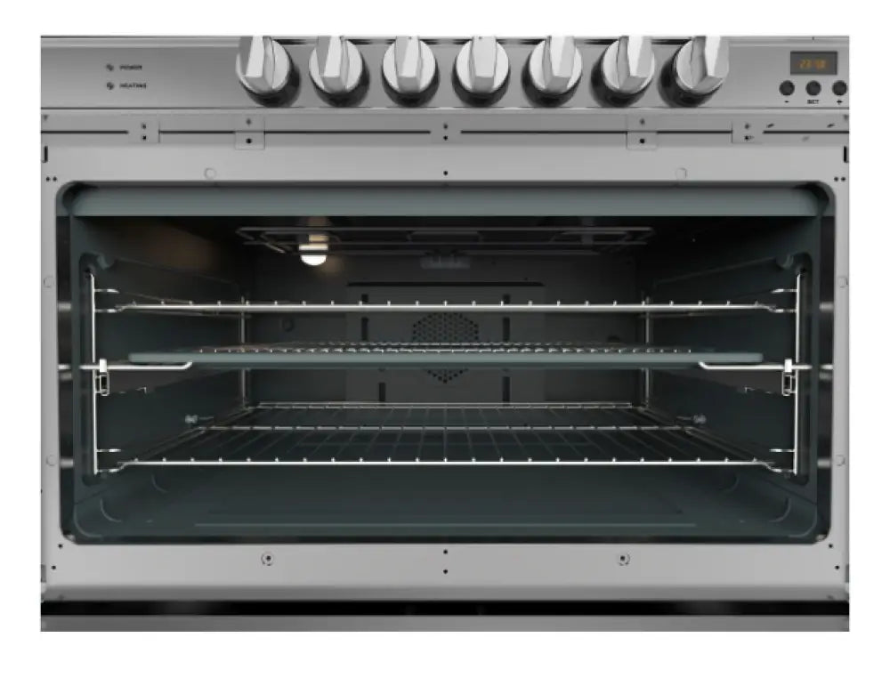 GLEM GS965GEMB 90cm Premium Matt Black Dual Fuel Range Cooker - Professional Gas & Electric Stove for Home Kitchen Cooking, Baking & Entertaining